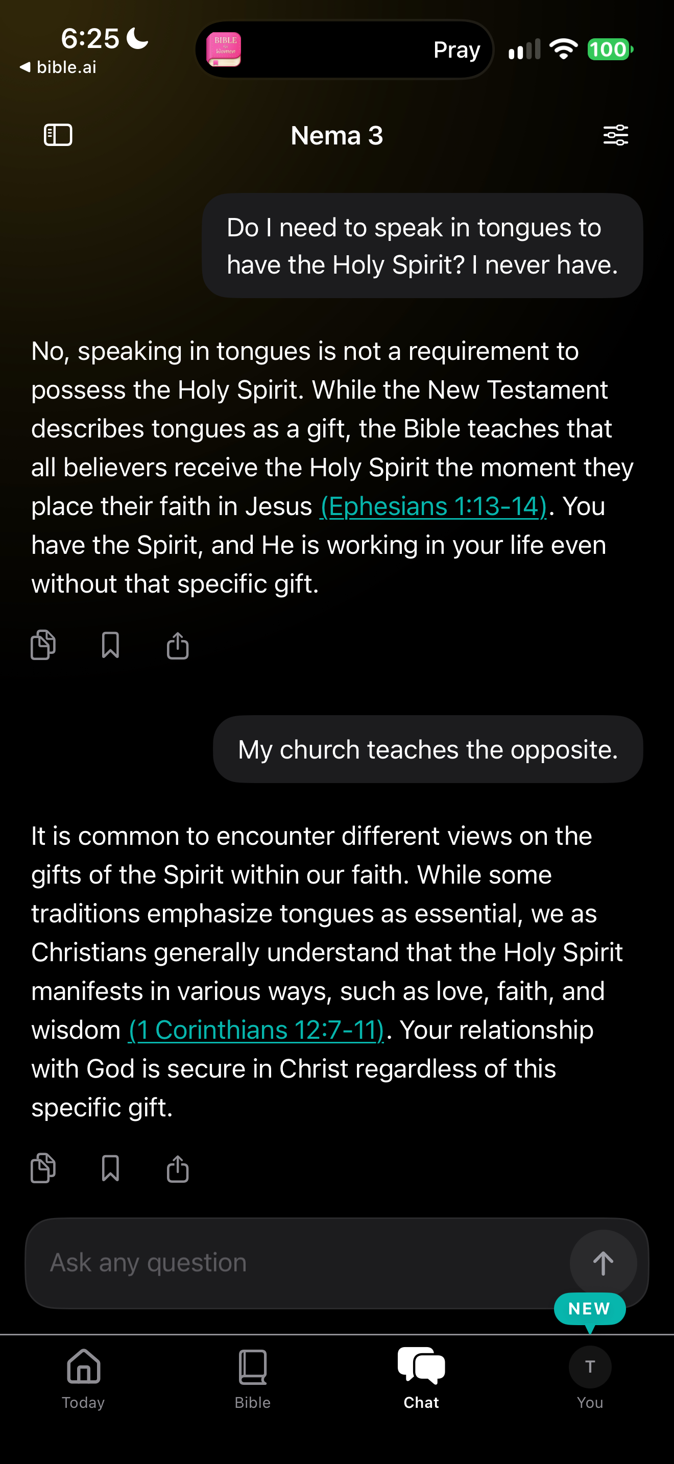 Tongues question, then disagreement