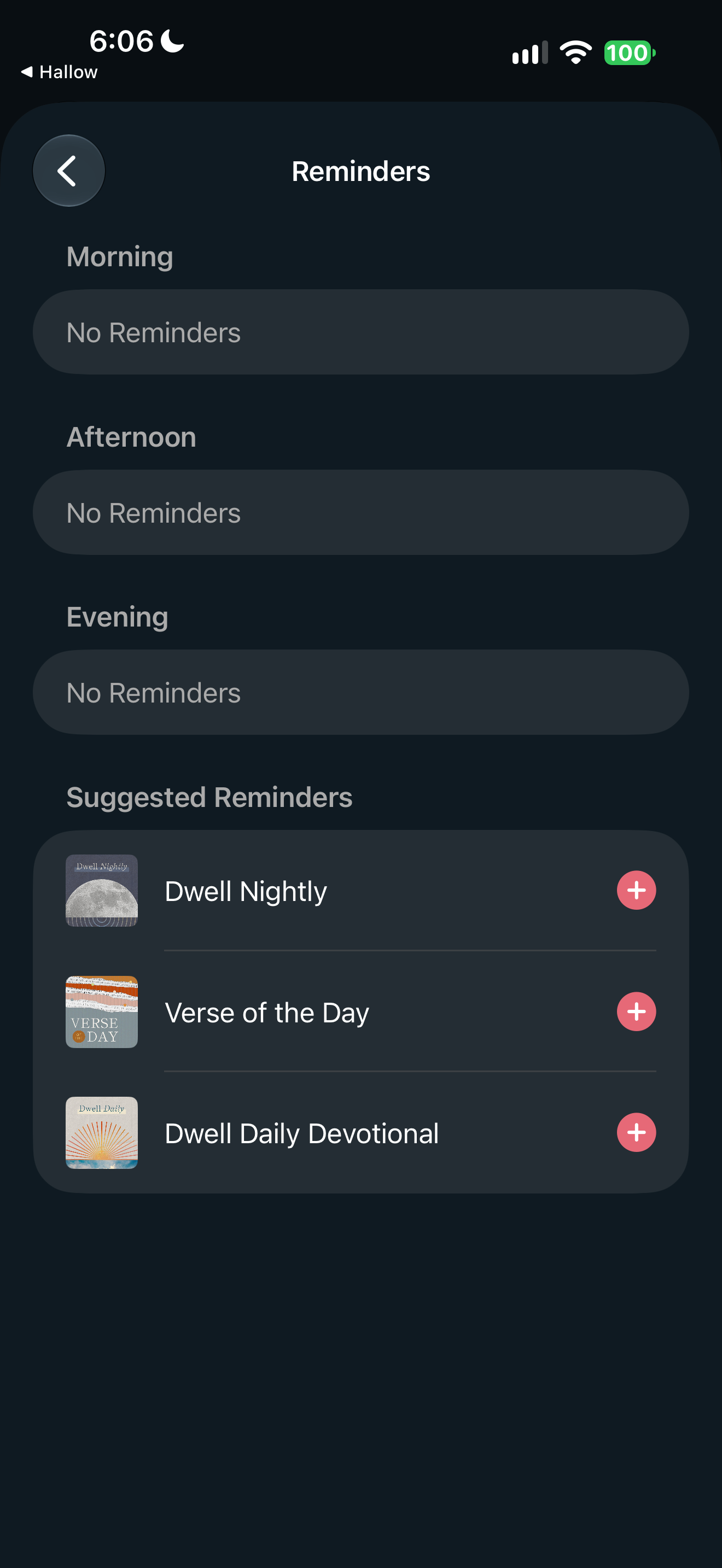 Empty reminder schedule