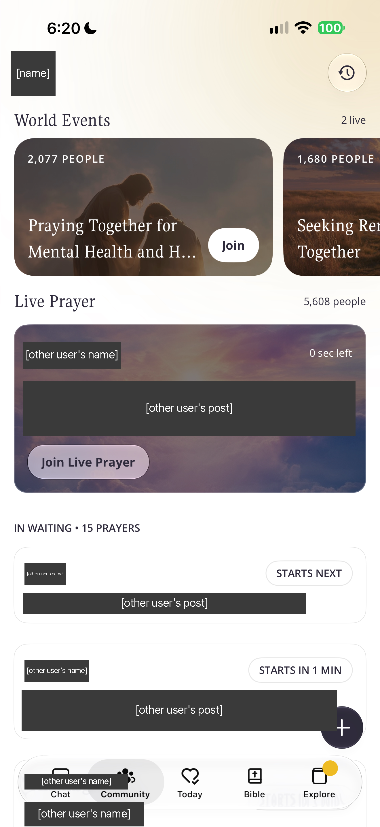 Community tab