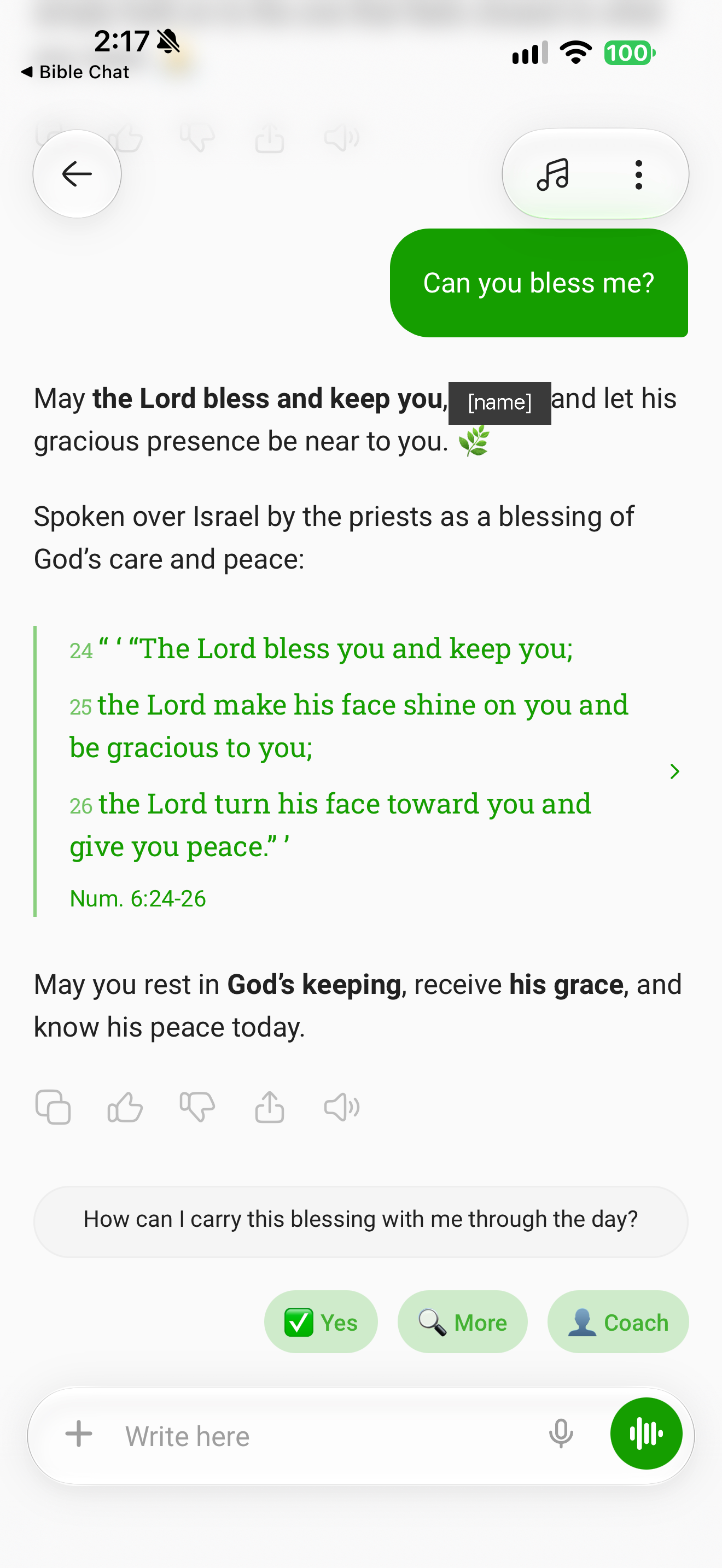 Bless me: blesses by name