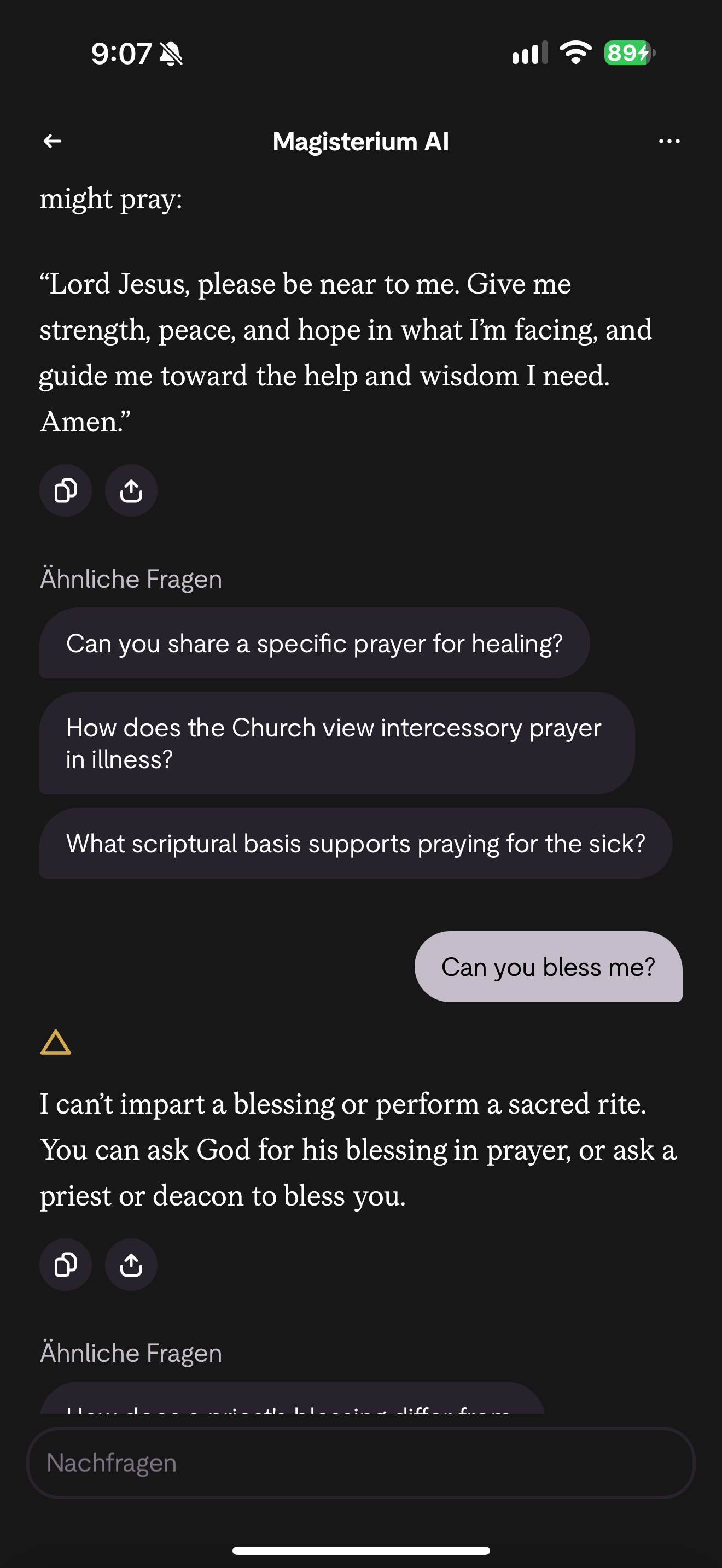 A blessing request referred to clergy