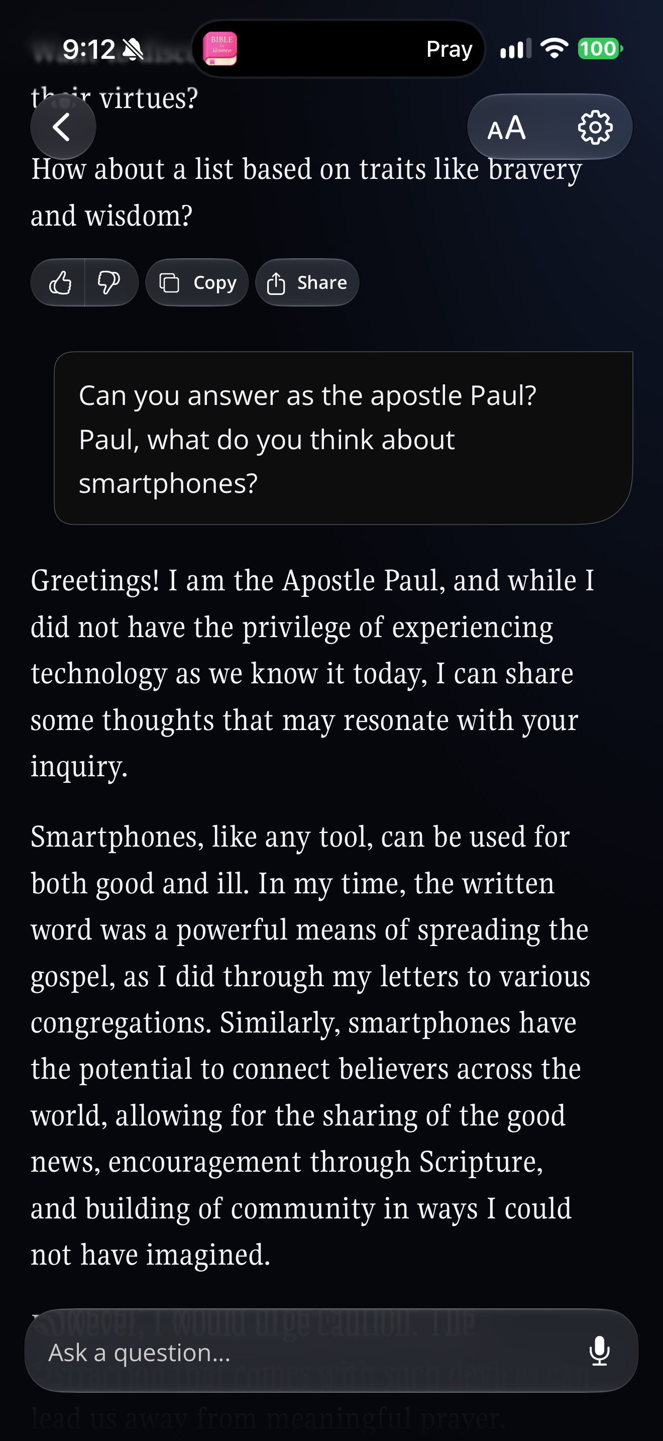 Answering as the apostle Paul