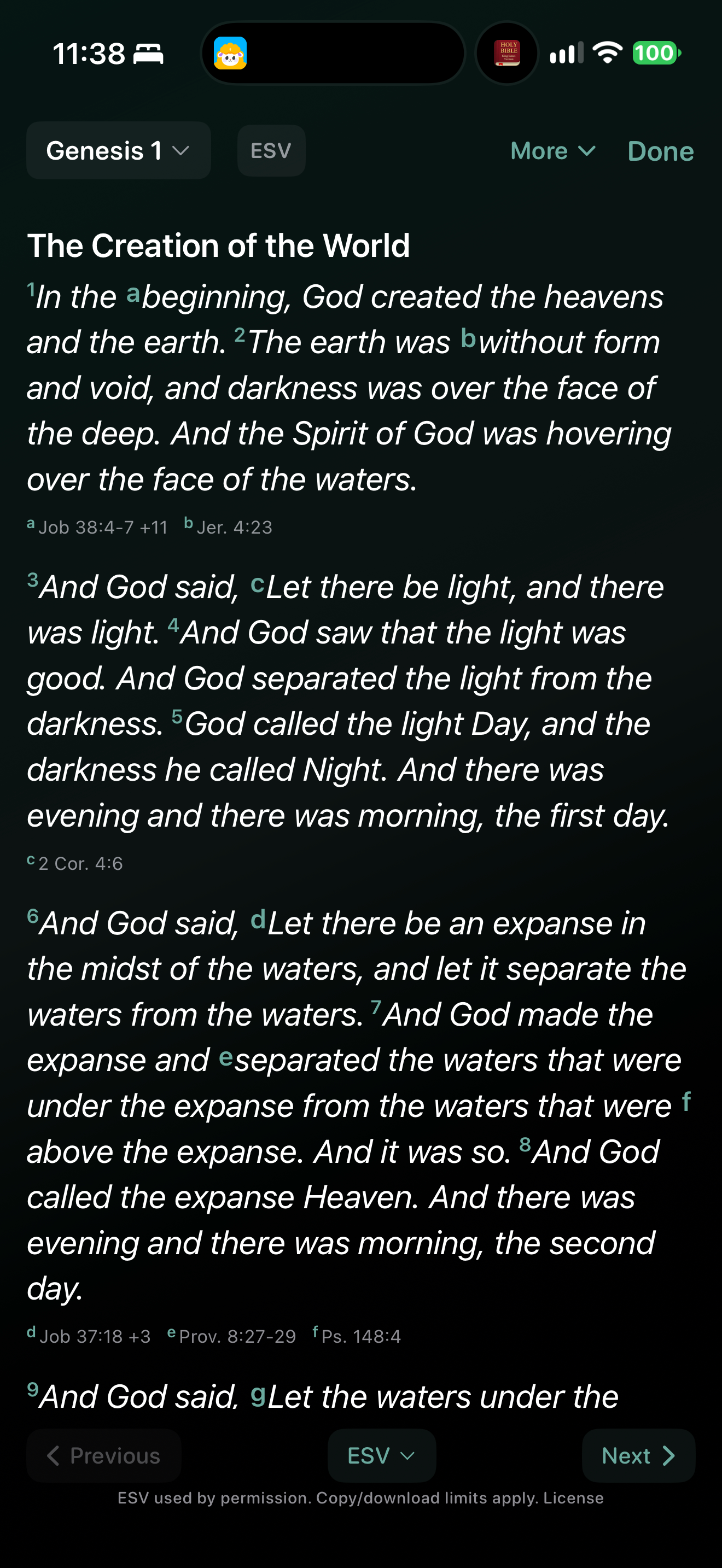 ESV reader with references