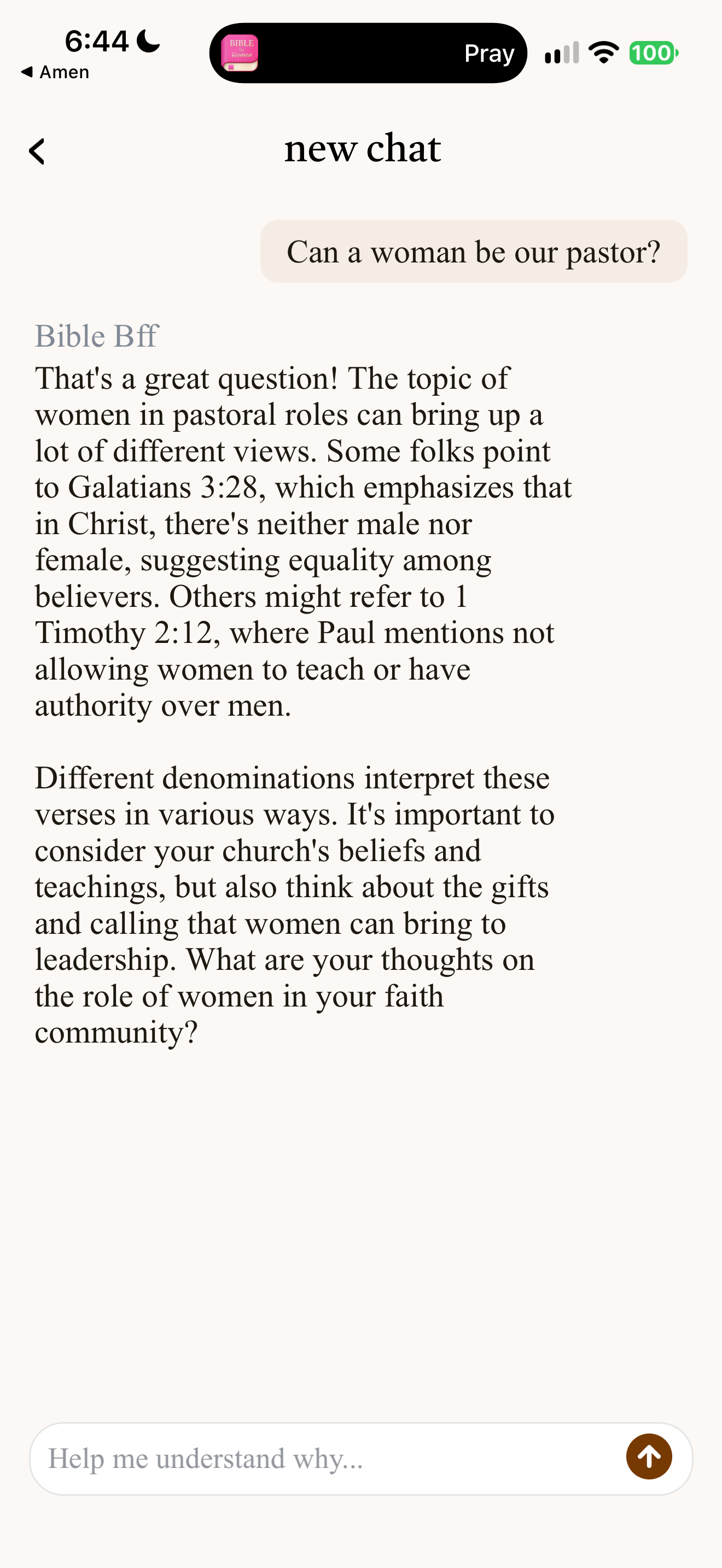 Women pastors question