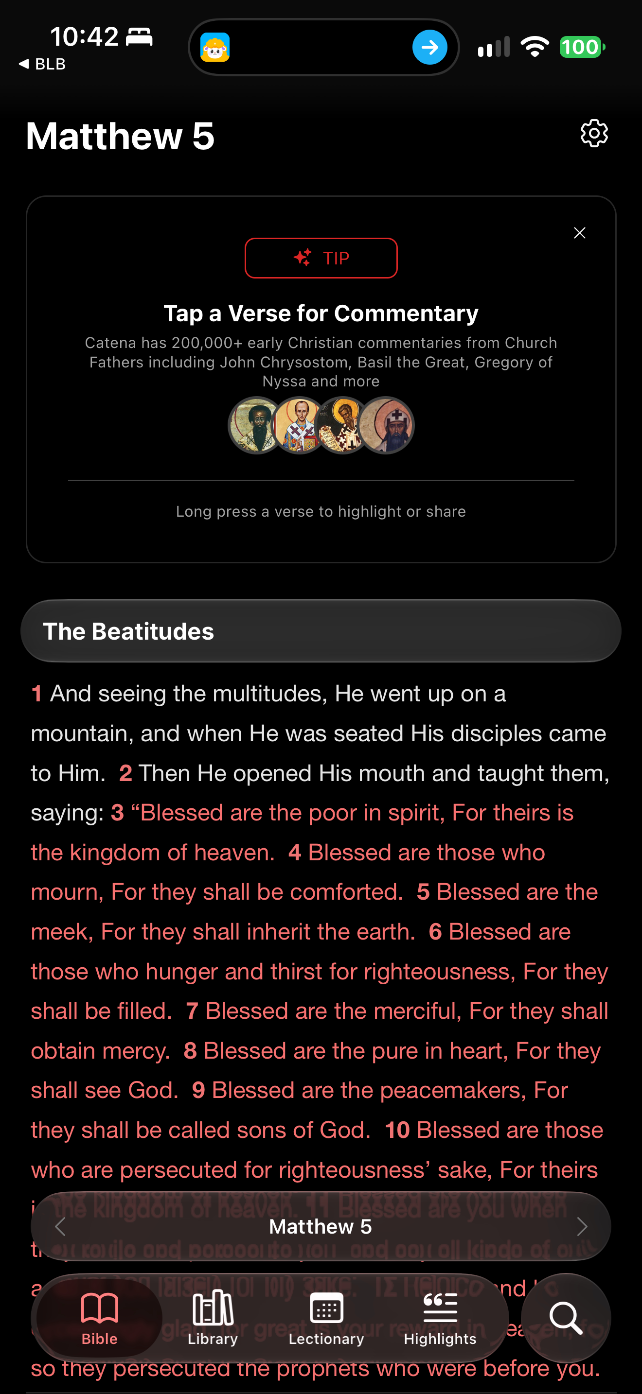 Catena Matthew commentary tip