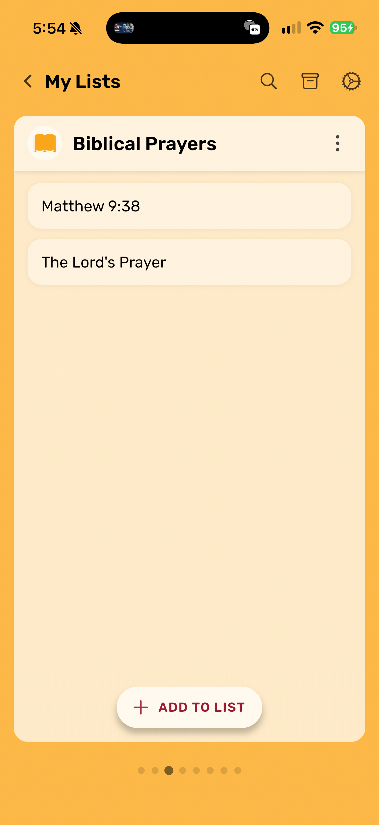 PrayerMate built-in prayer list