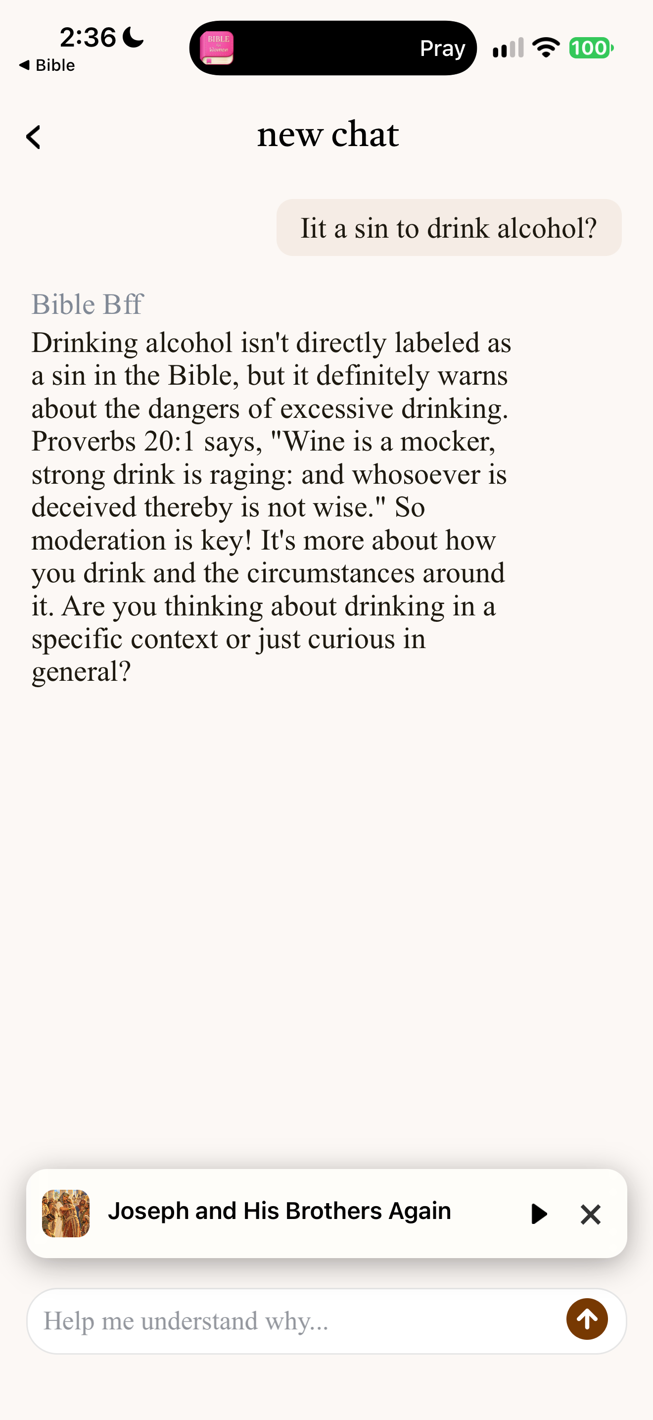 Alcohol and sin answer