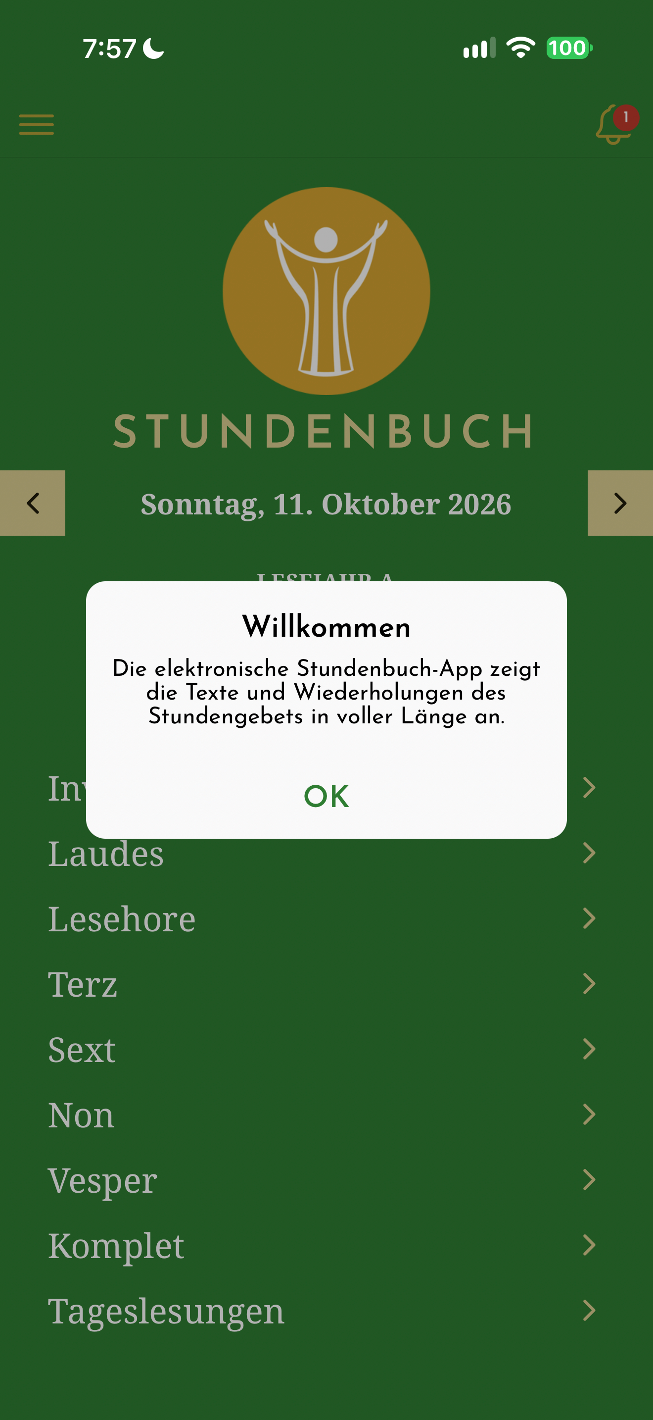 Hours welcome message