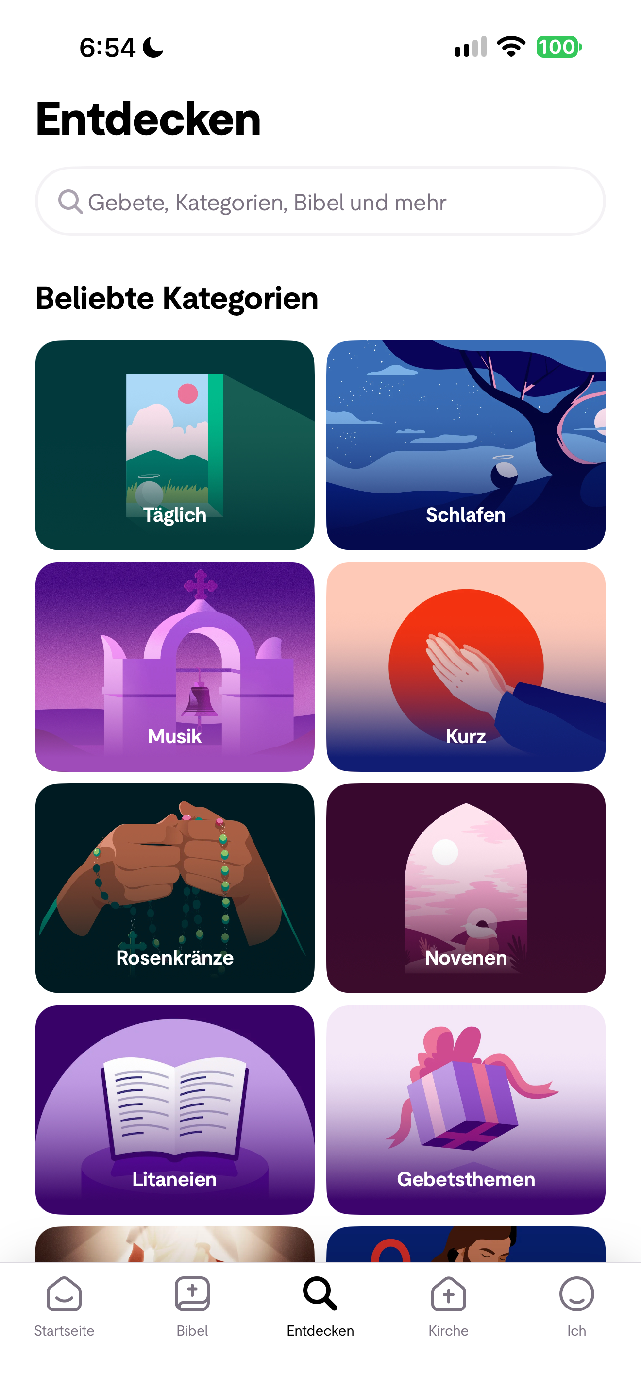 Prayer category grid