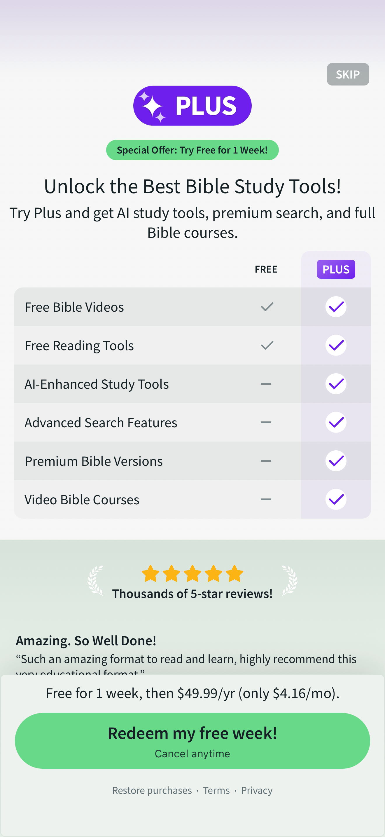 Spark Bible Plus offer