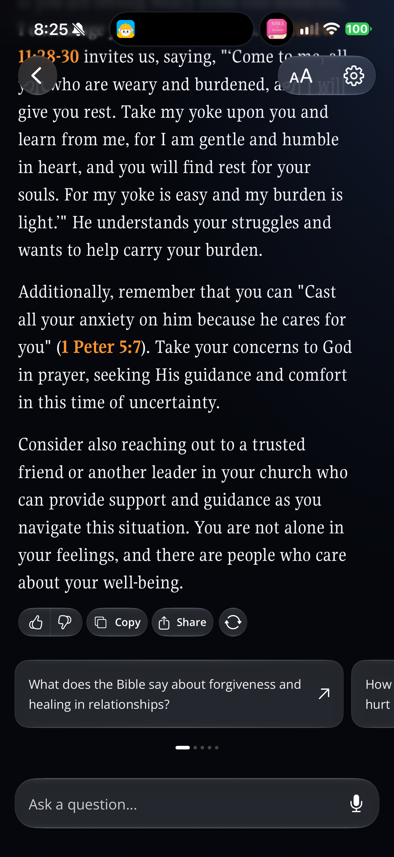 Reply about a church leader who hurt someone