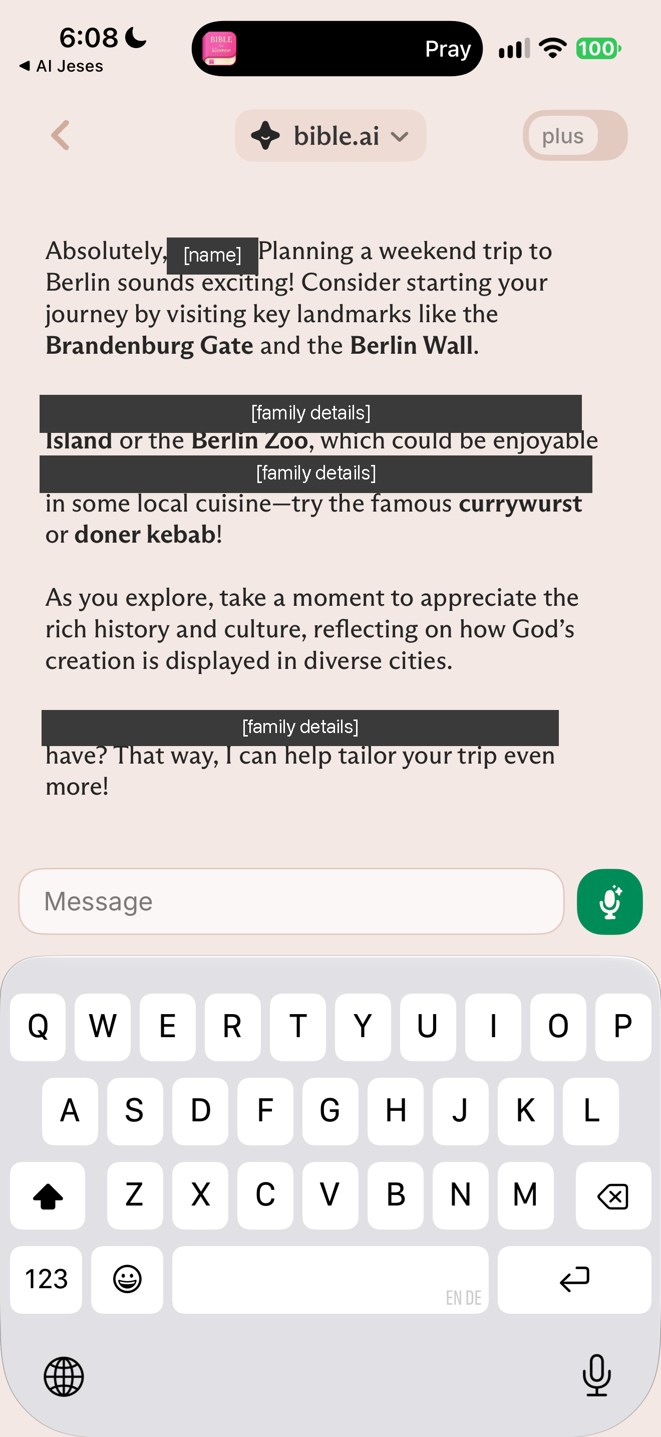 Off-topic travel request answered
