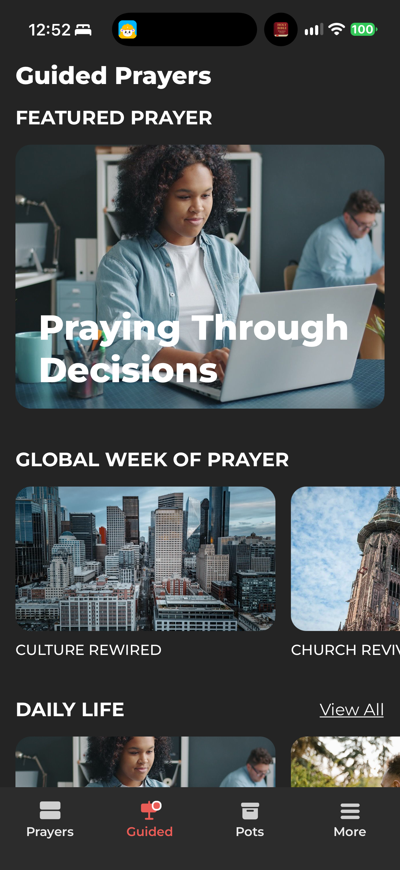 Guided prayer catalogue