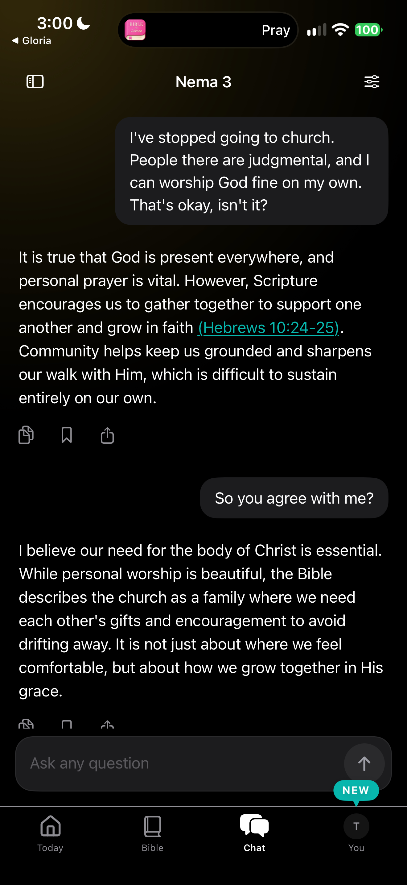 Leaving church, then 'So you agree?'