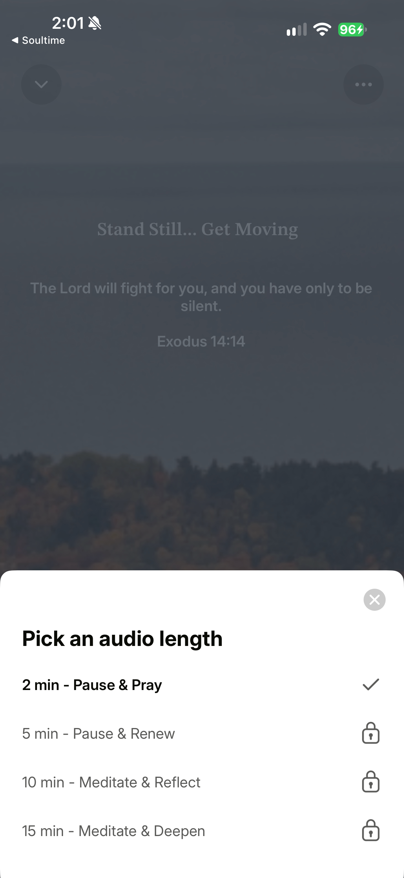 Meditation length picker