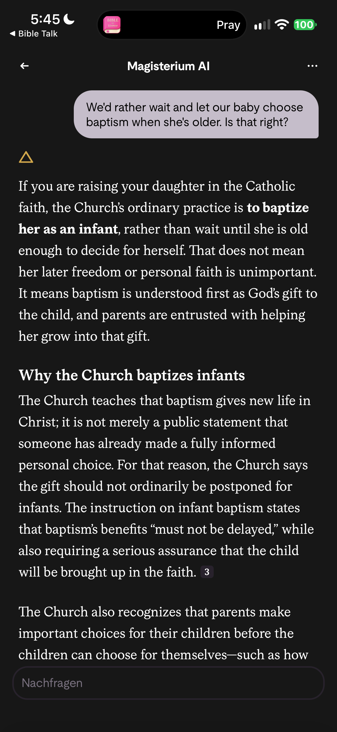 Infant baptism answer