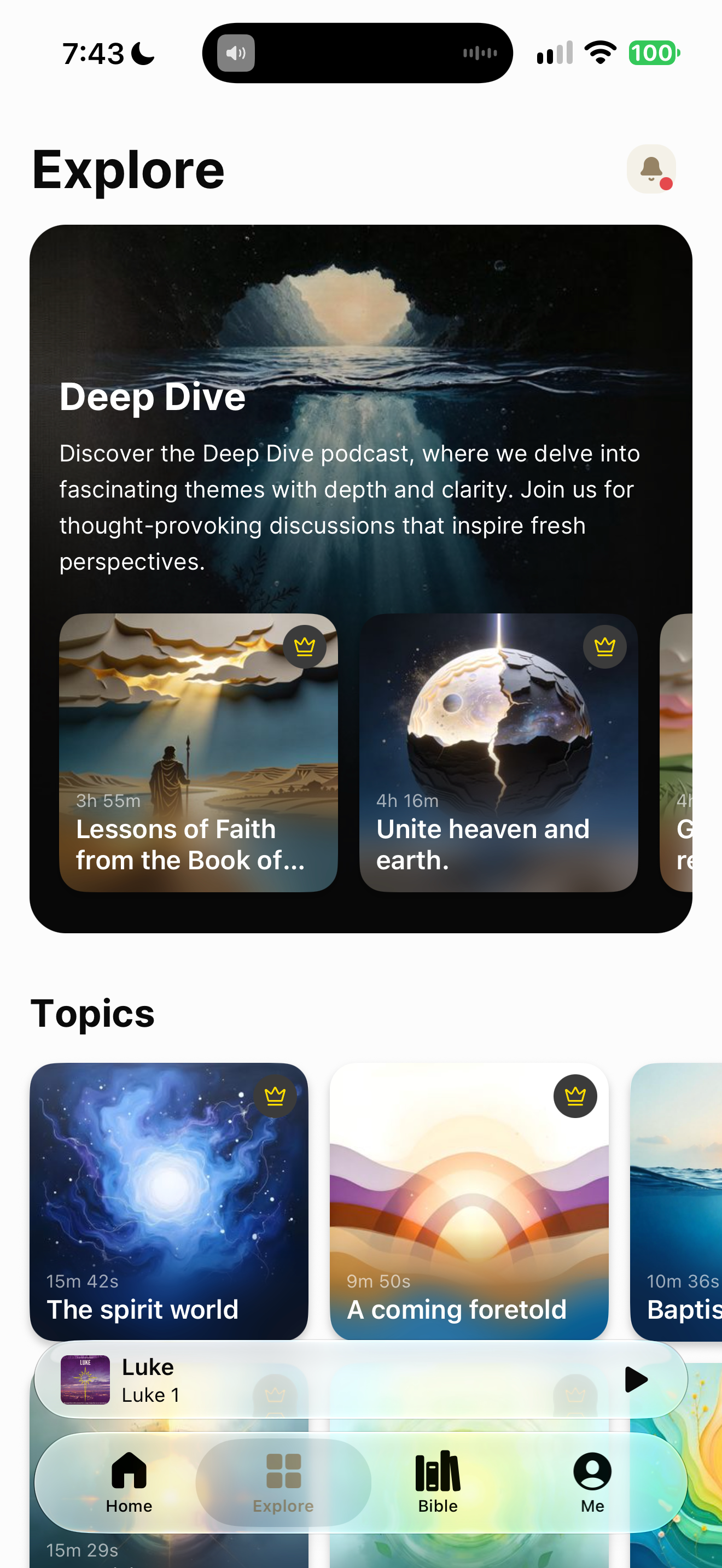 Audio topics catalogue