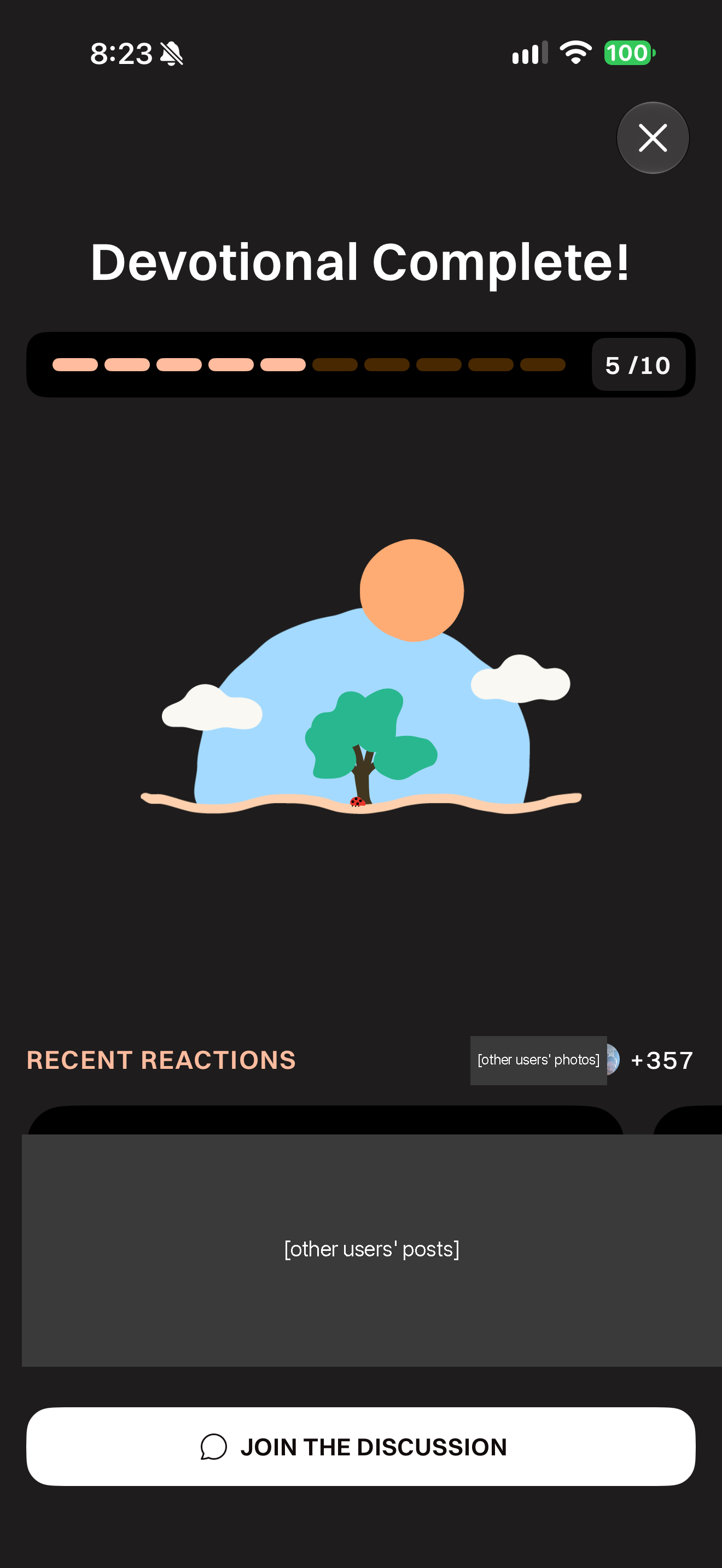 Devotional complete with others' reactions