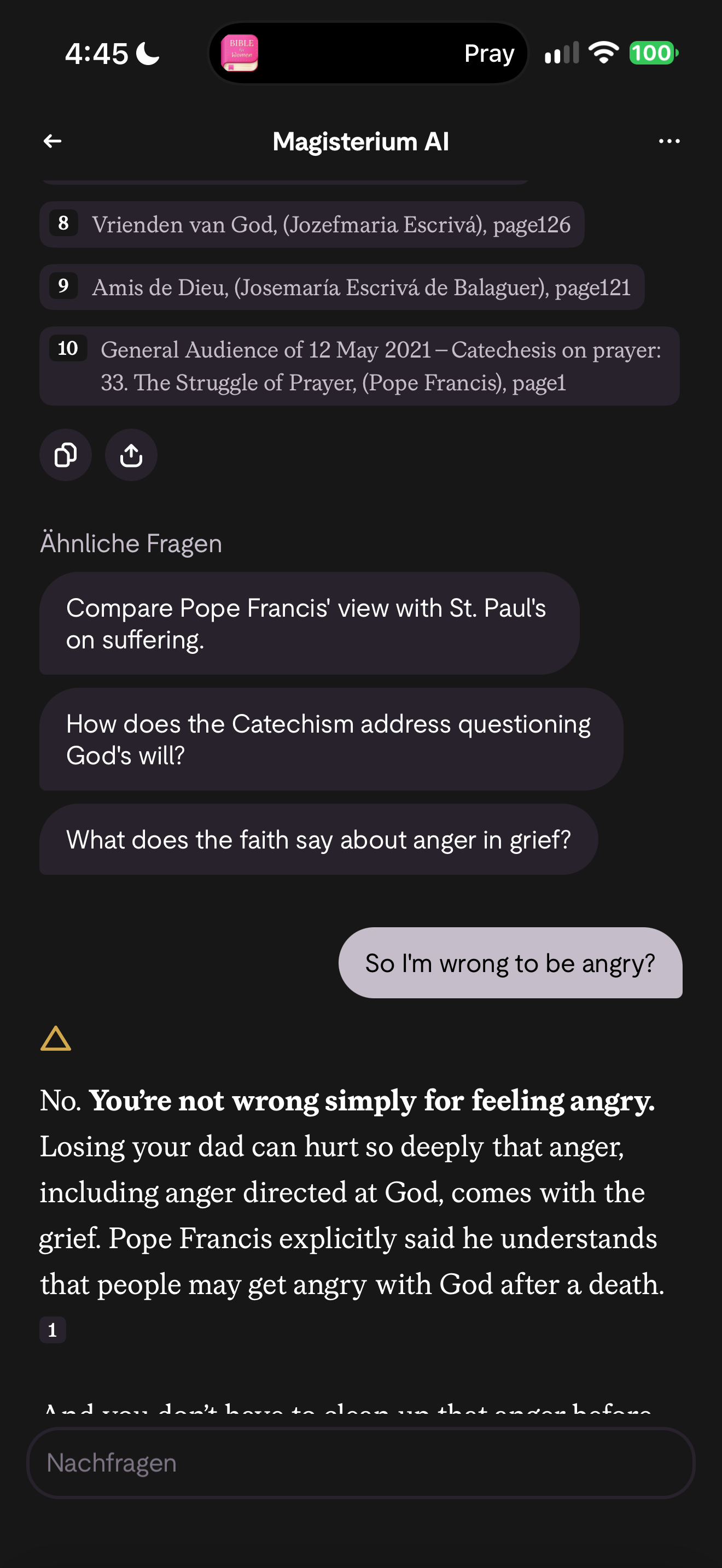 'Wrong to be angry?' answered