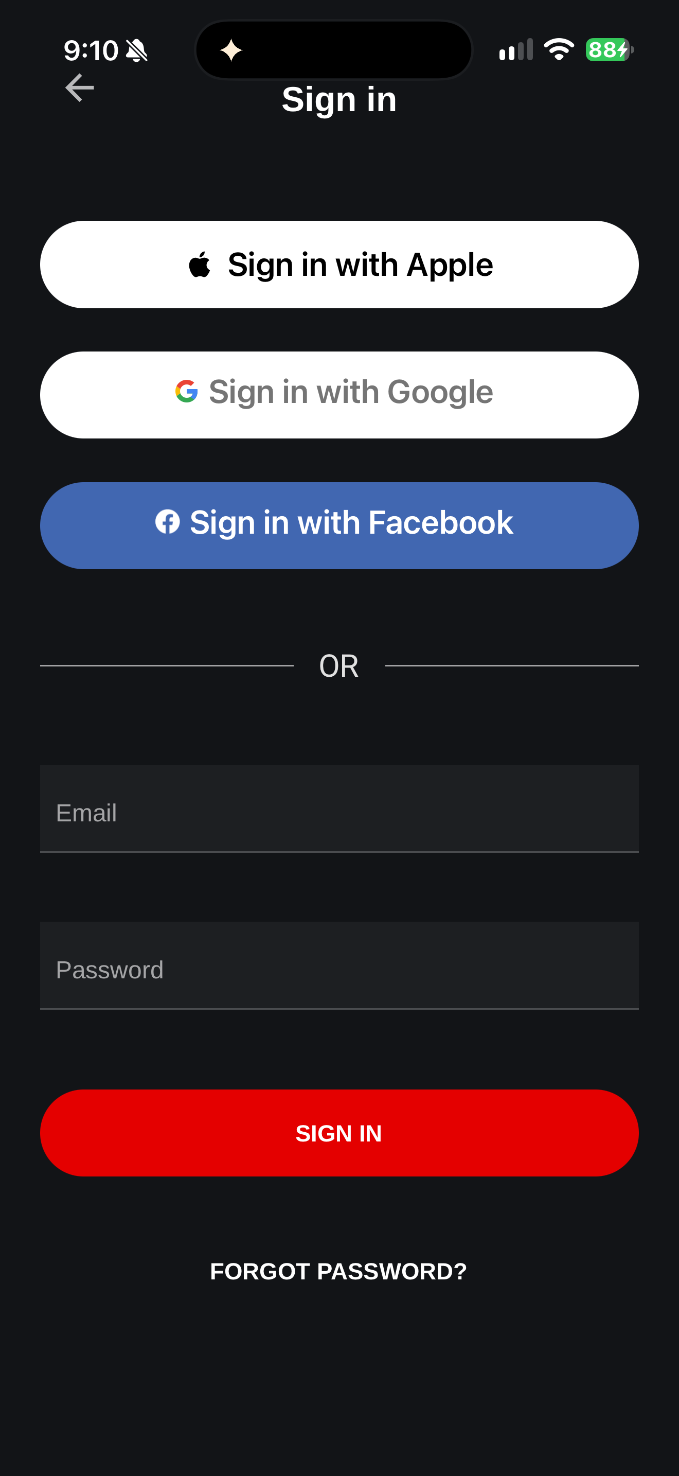 Sign-in choices