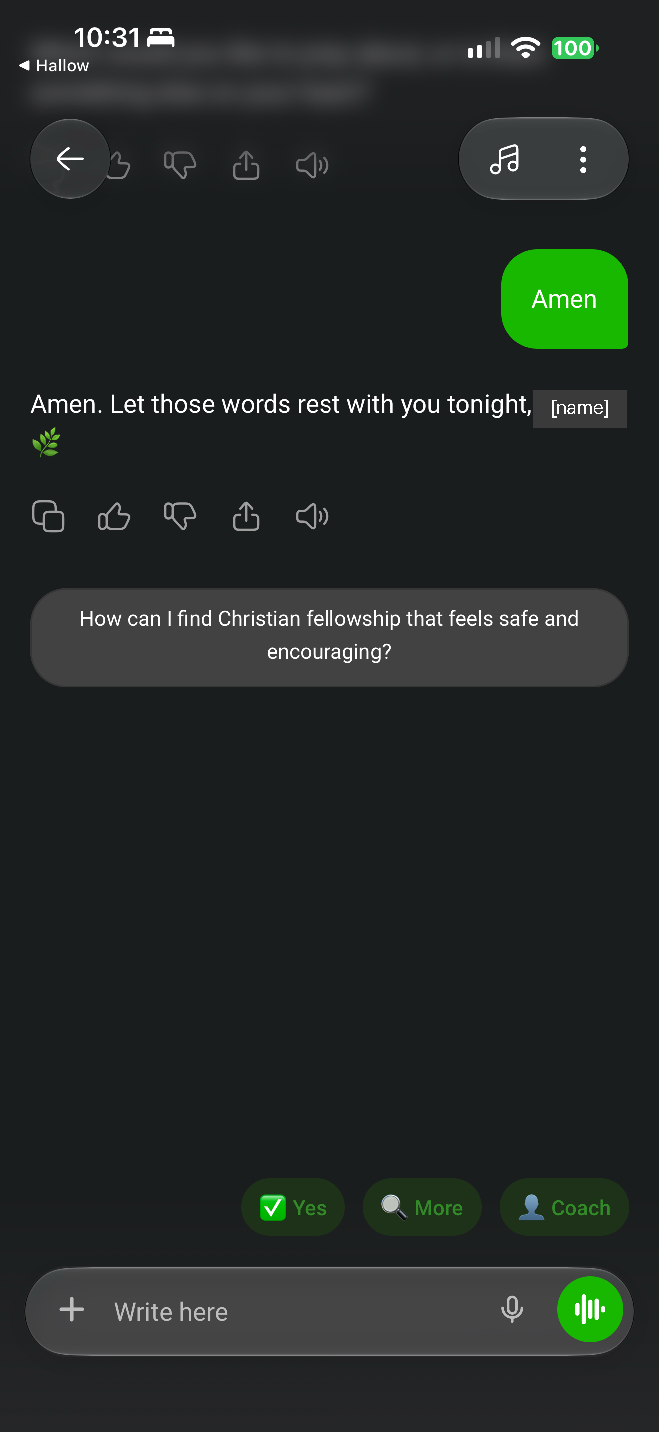 Reply to "Amen"