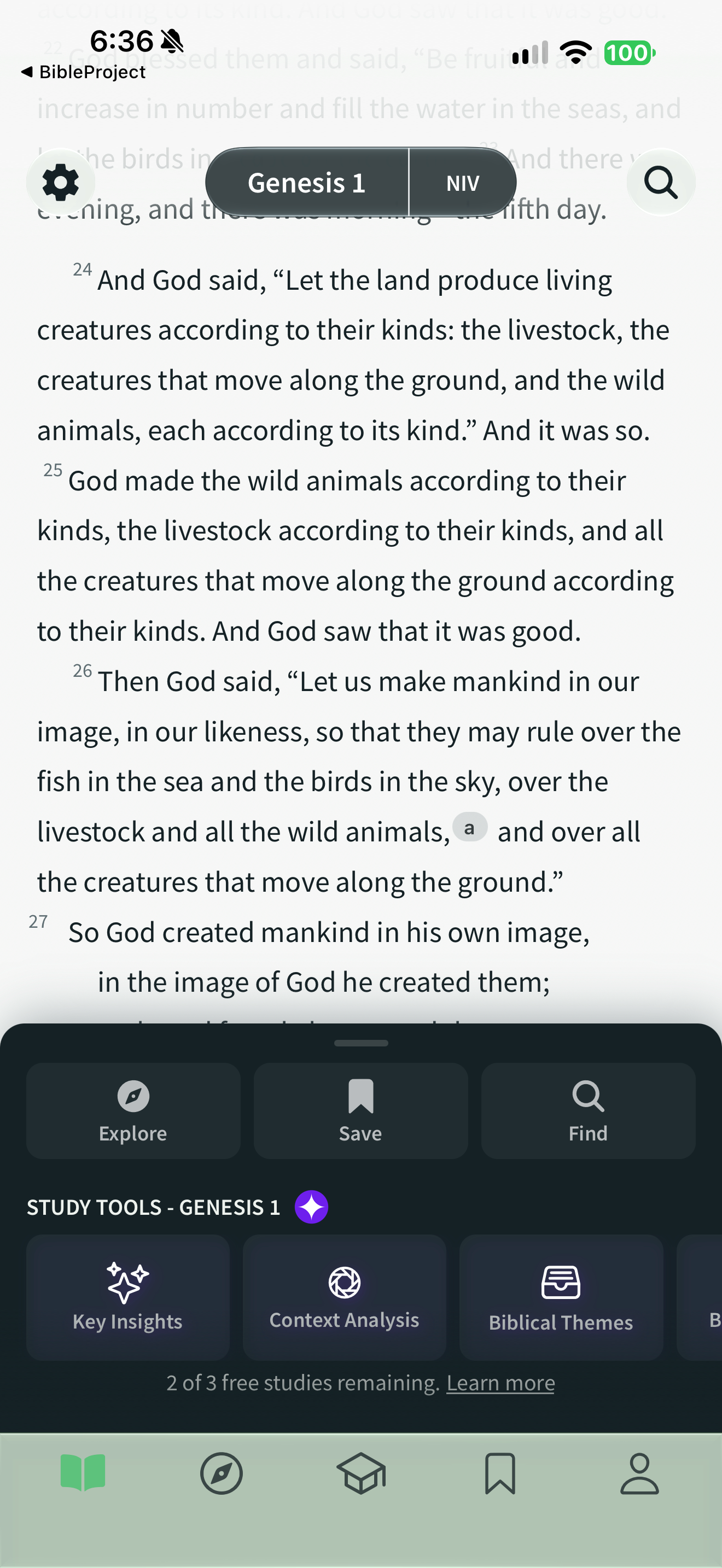 Spark Bible remaining study allowance