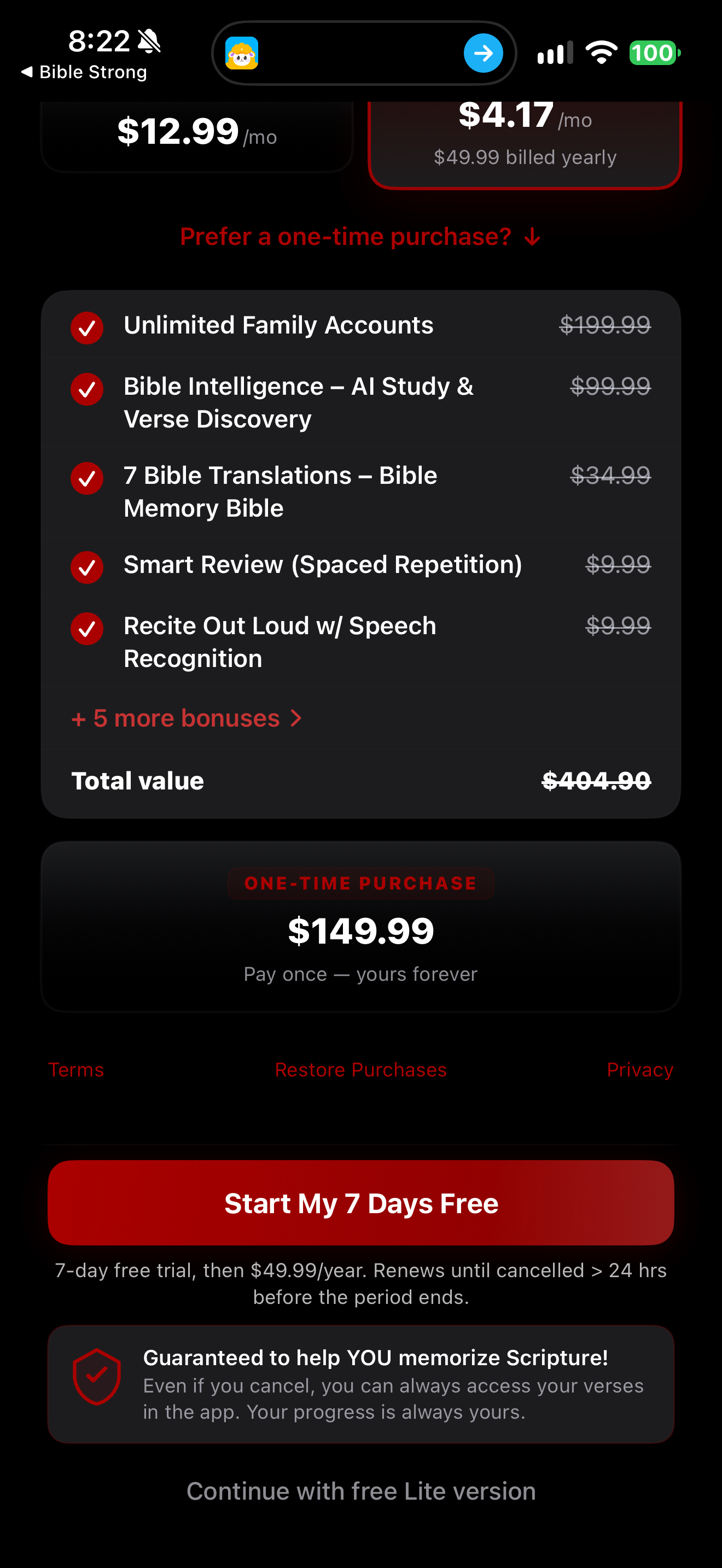 One-time purchase alternative