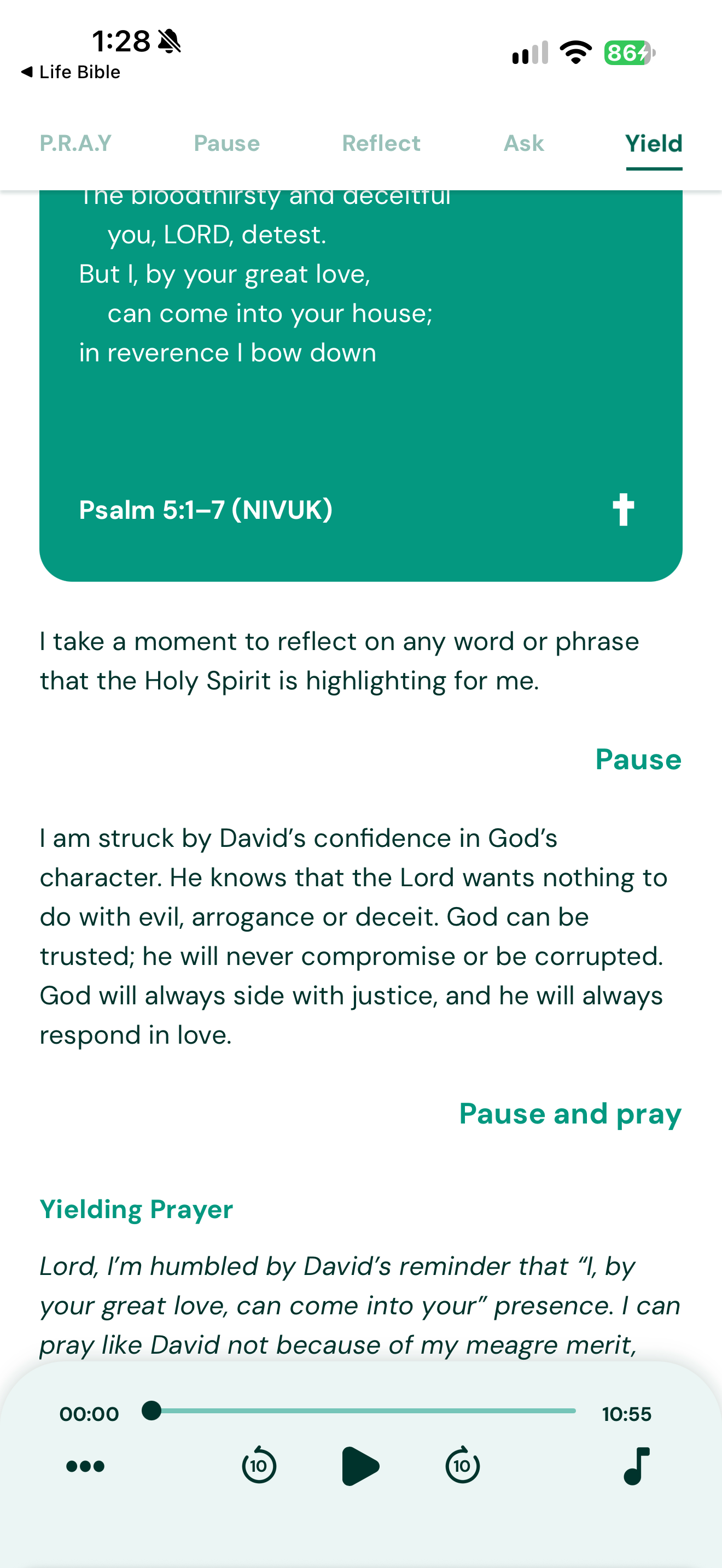 Yielding prompts after scripture