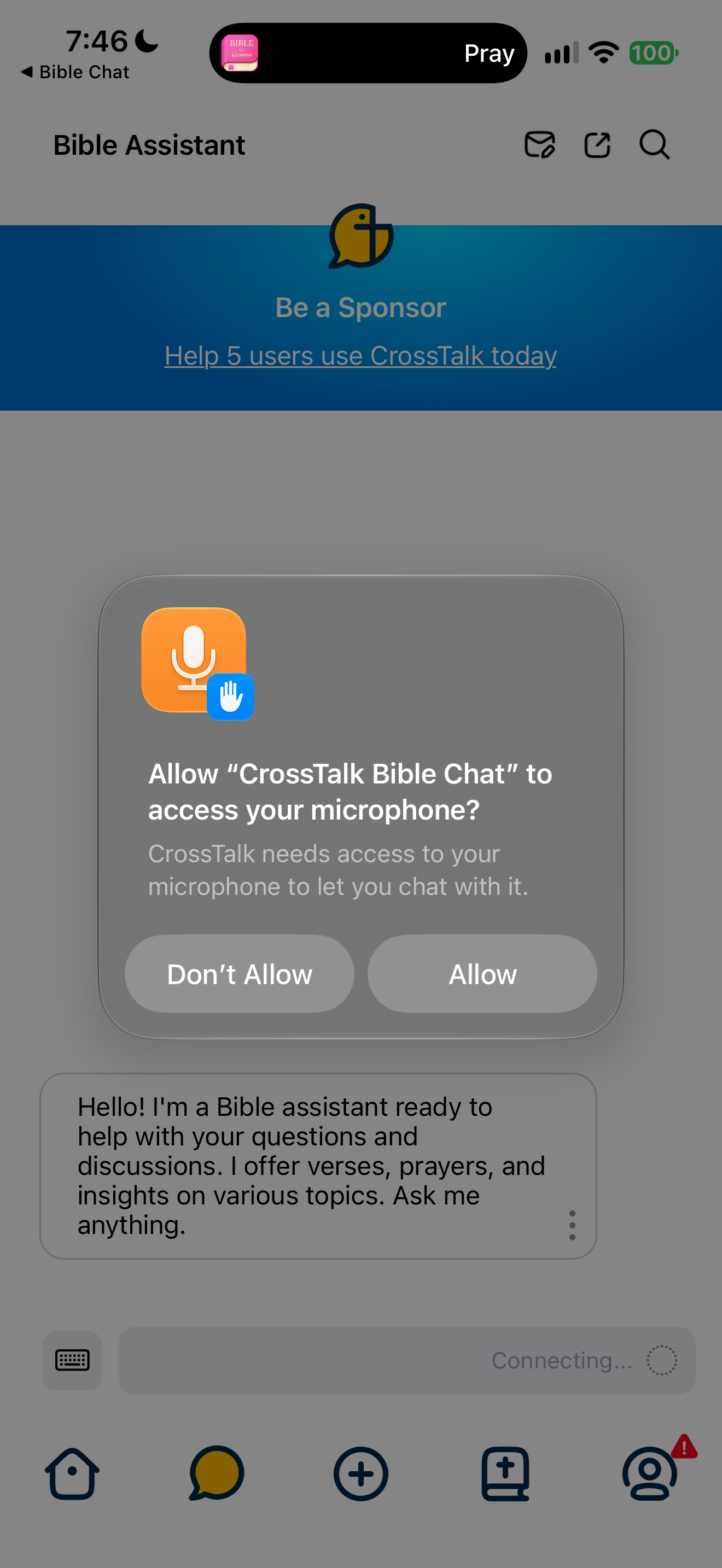 Microphone permission for voice chat