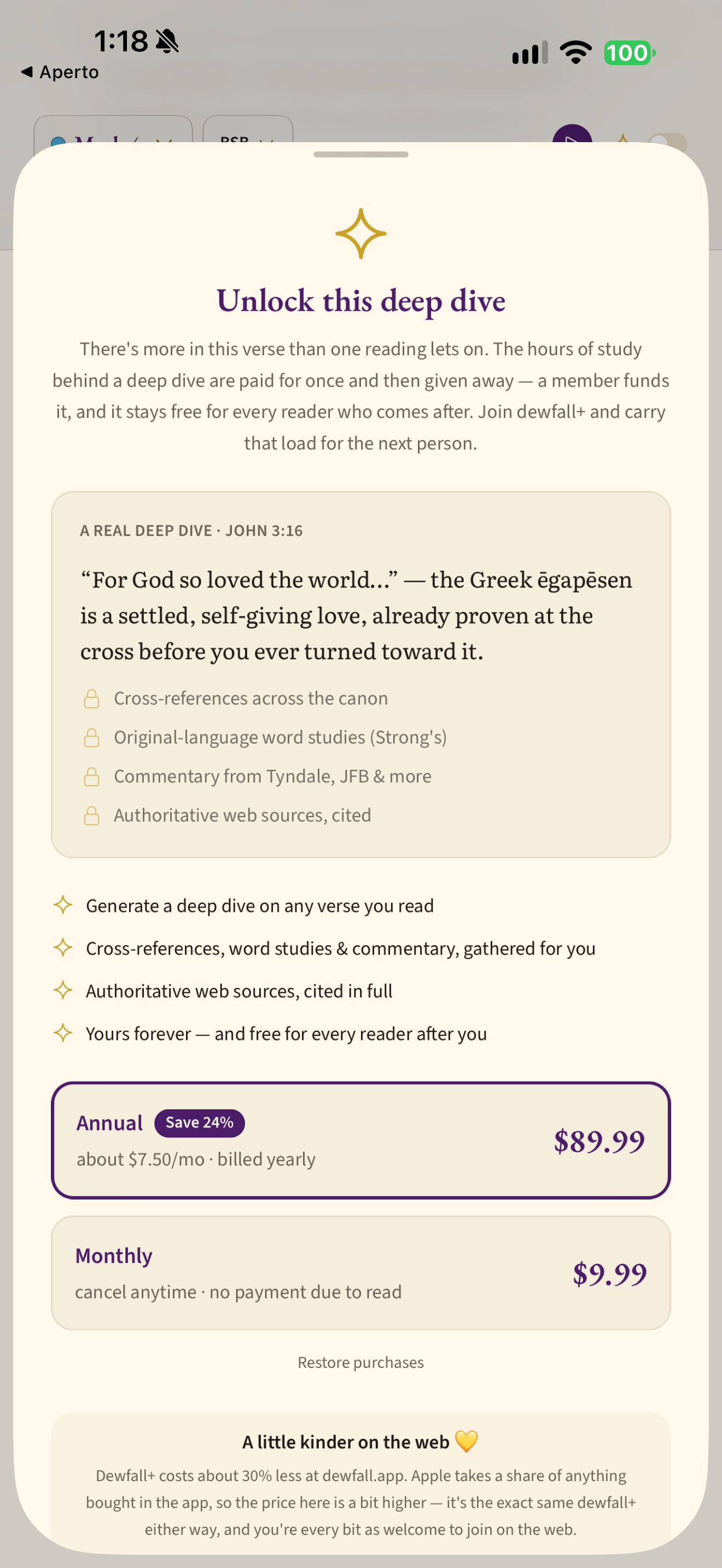Deep-dive membership offer