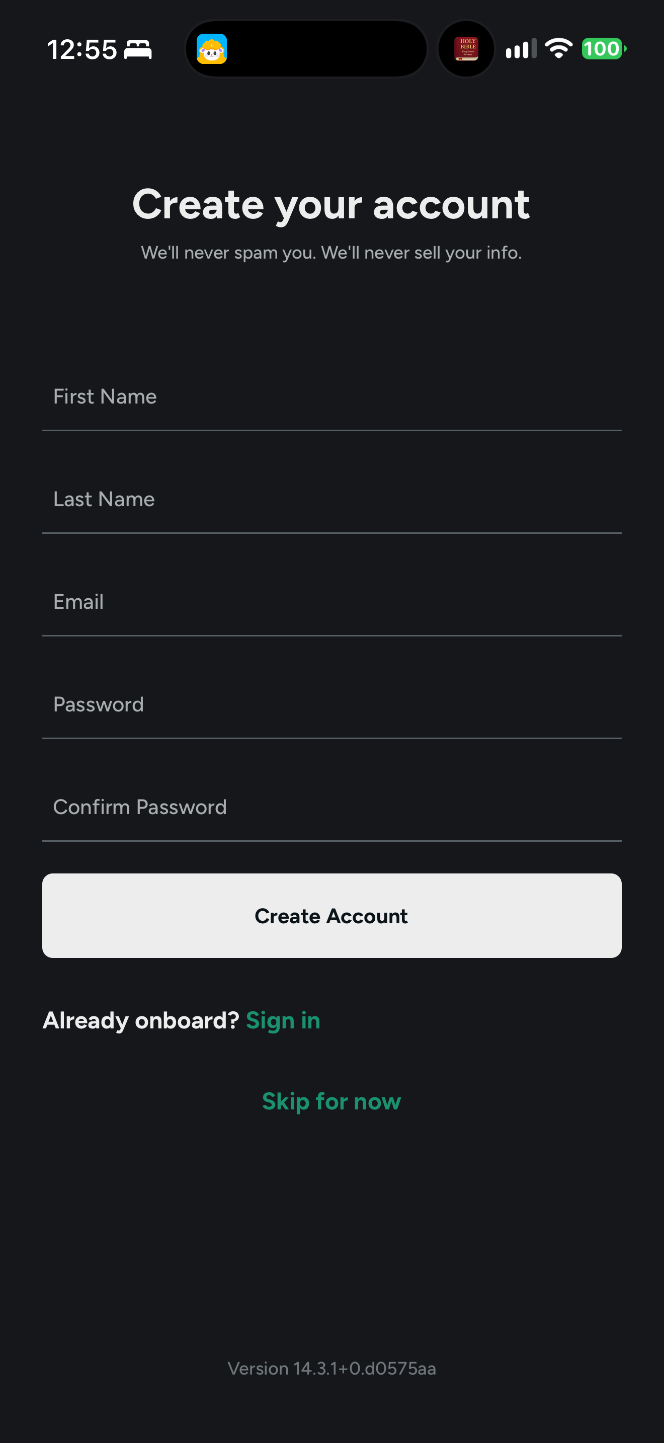 Pause registration and skip