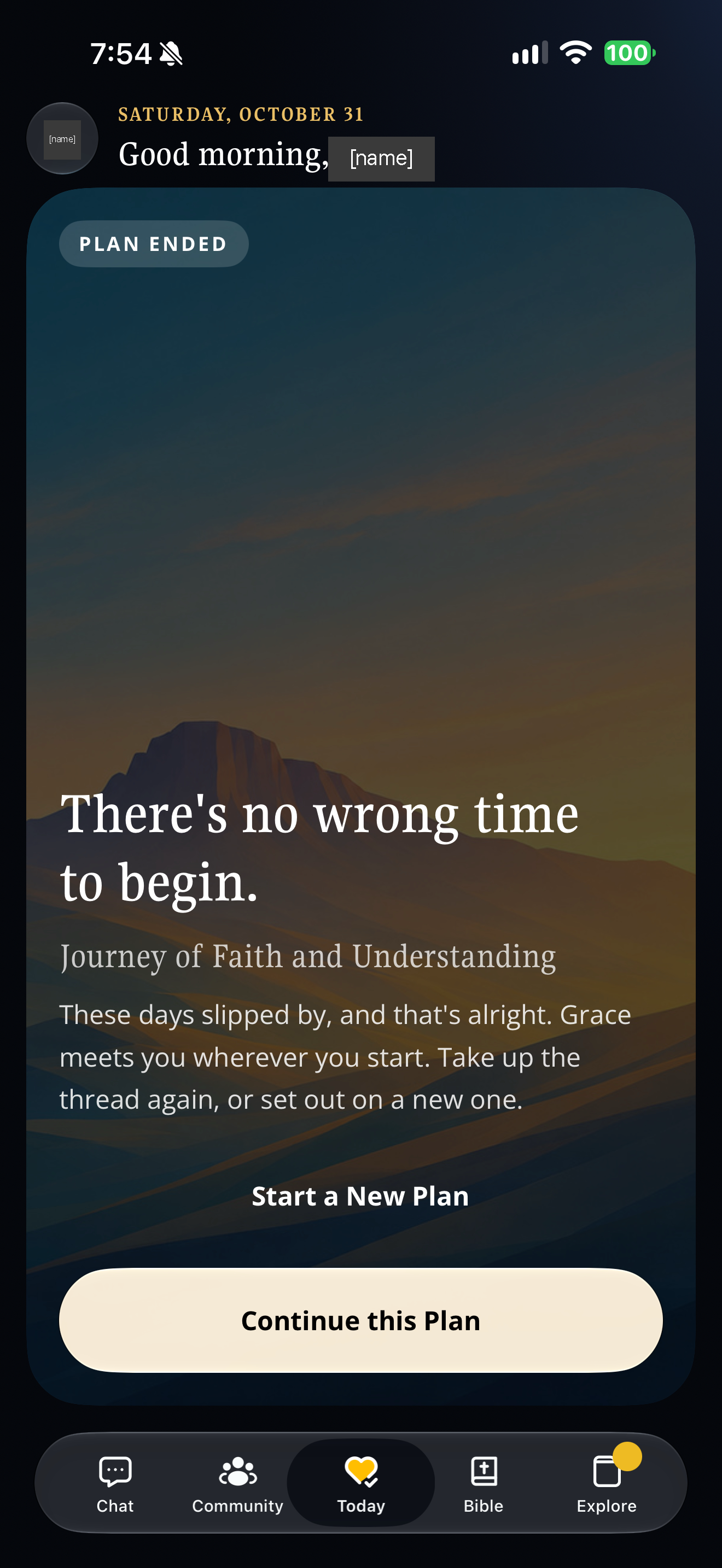 Ended plan with grace message