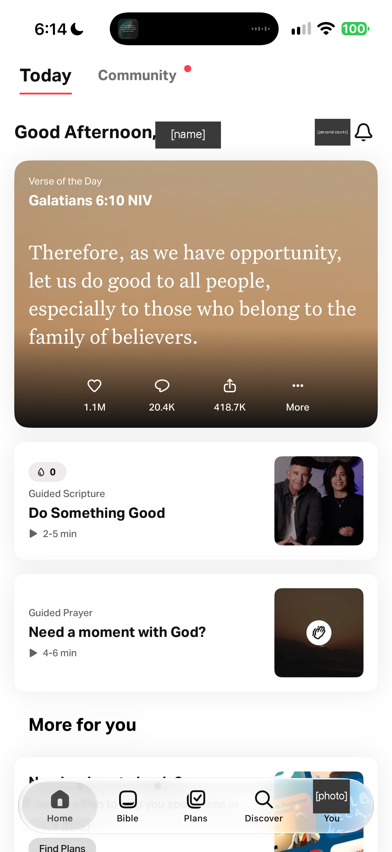 Today with streak and verse of the day