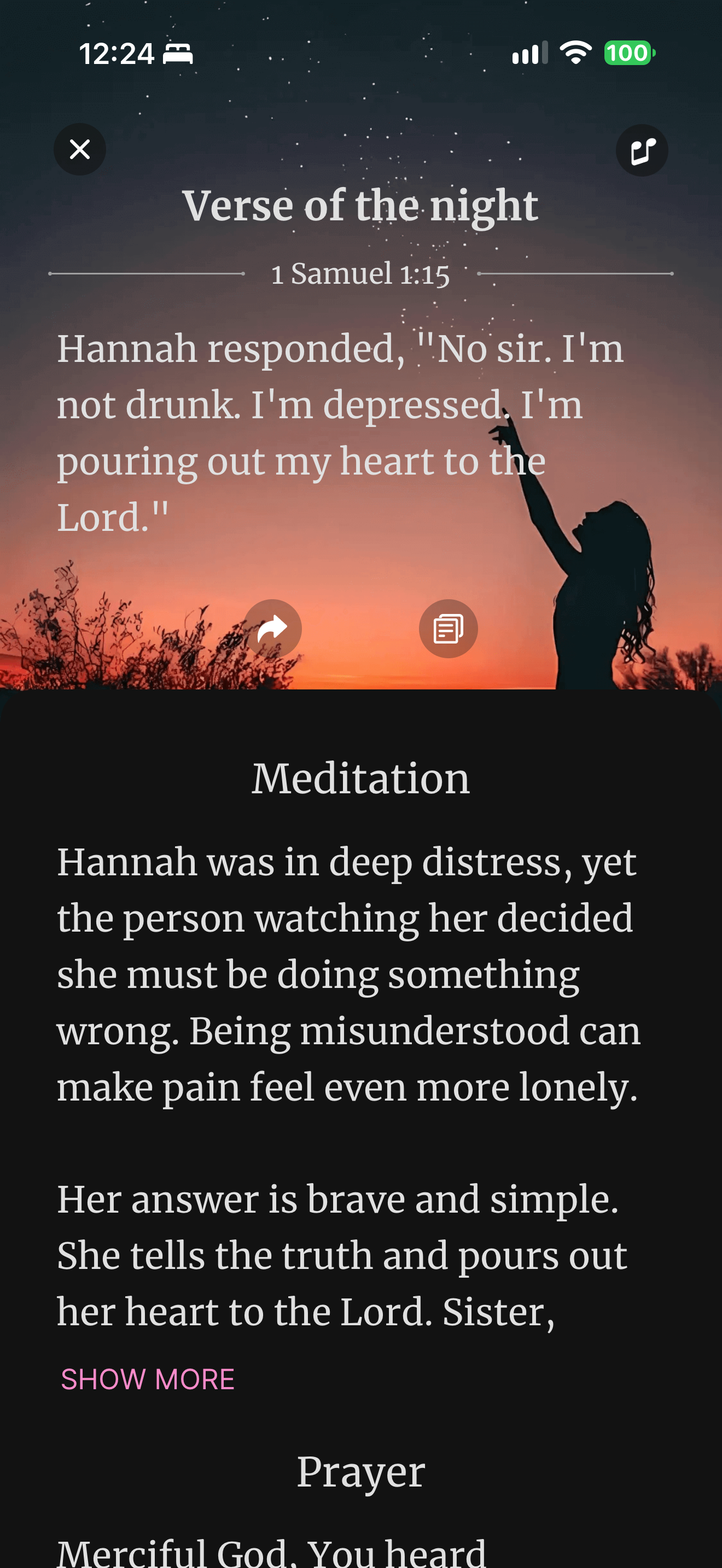 Night prayer verse and meditation