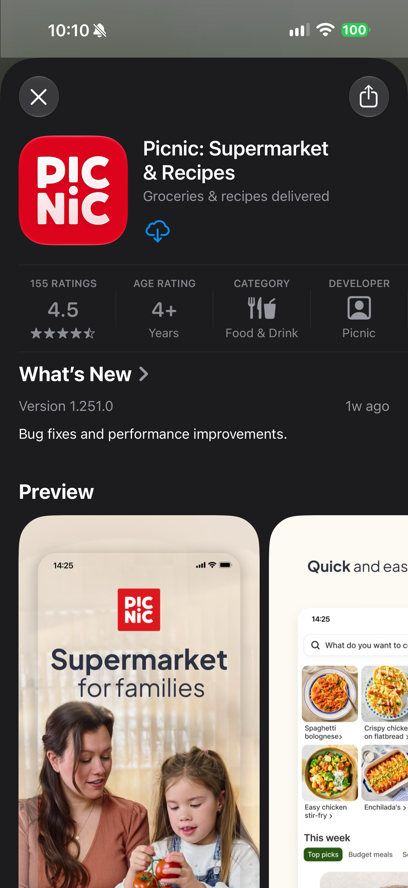 Ad opening an App Store sheet