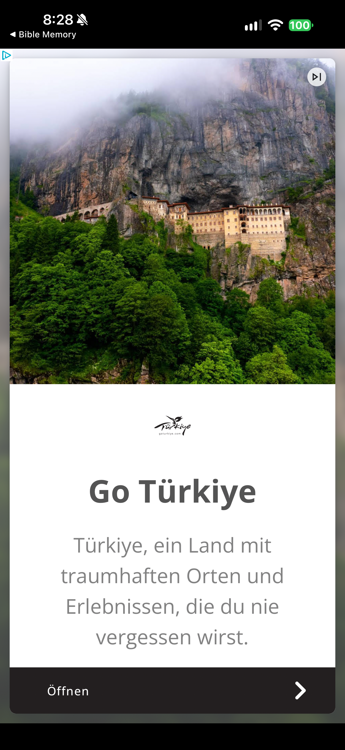 Full-screen travel advertisement