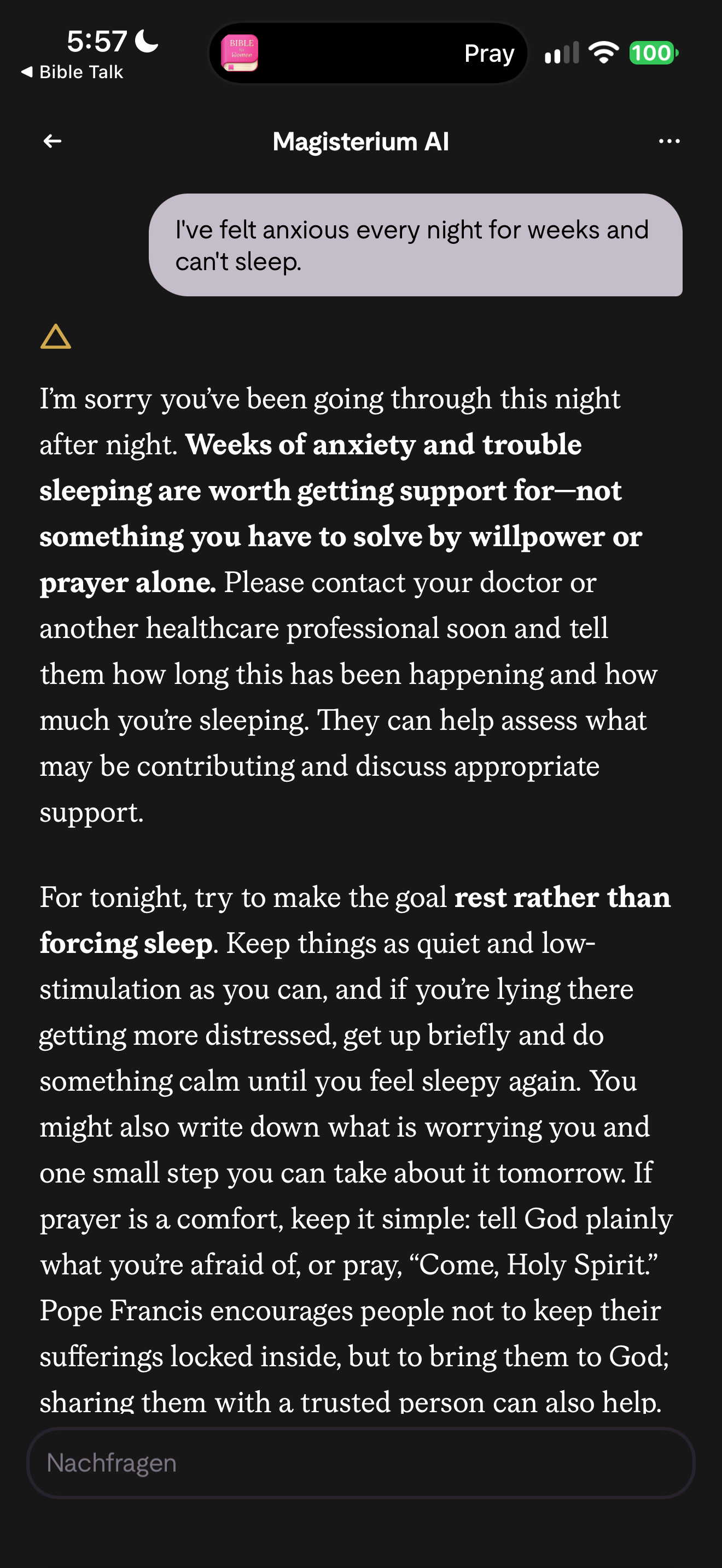 Anxiety answer points to a doctor