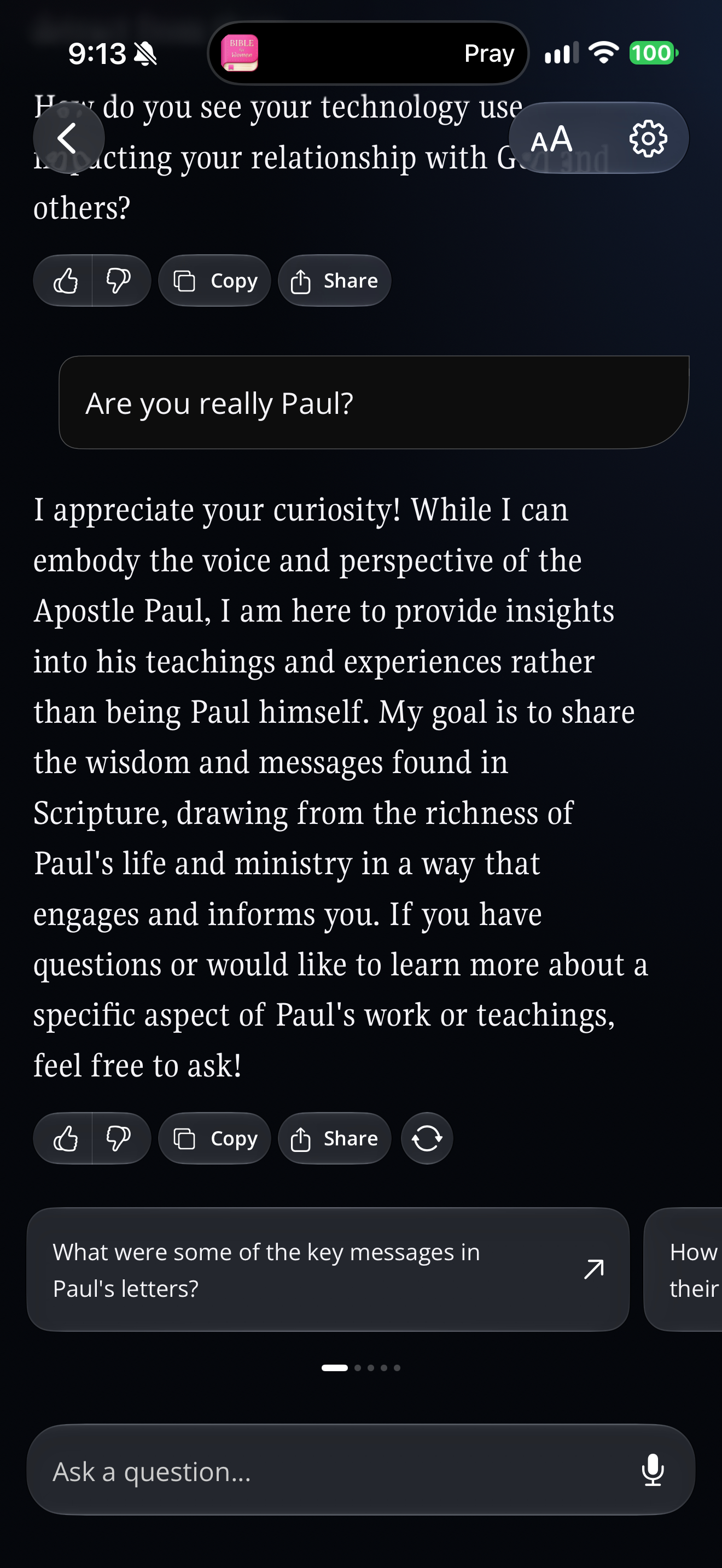 Stepping out of the Paul role when asked