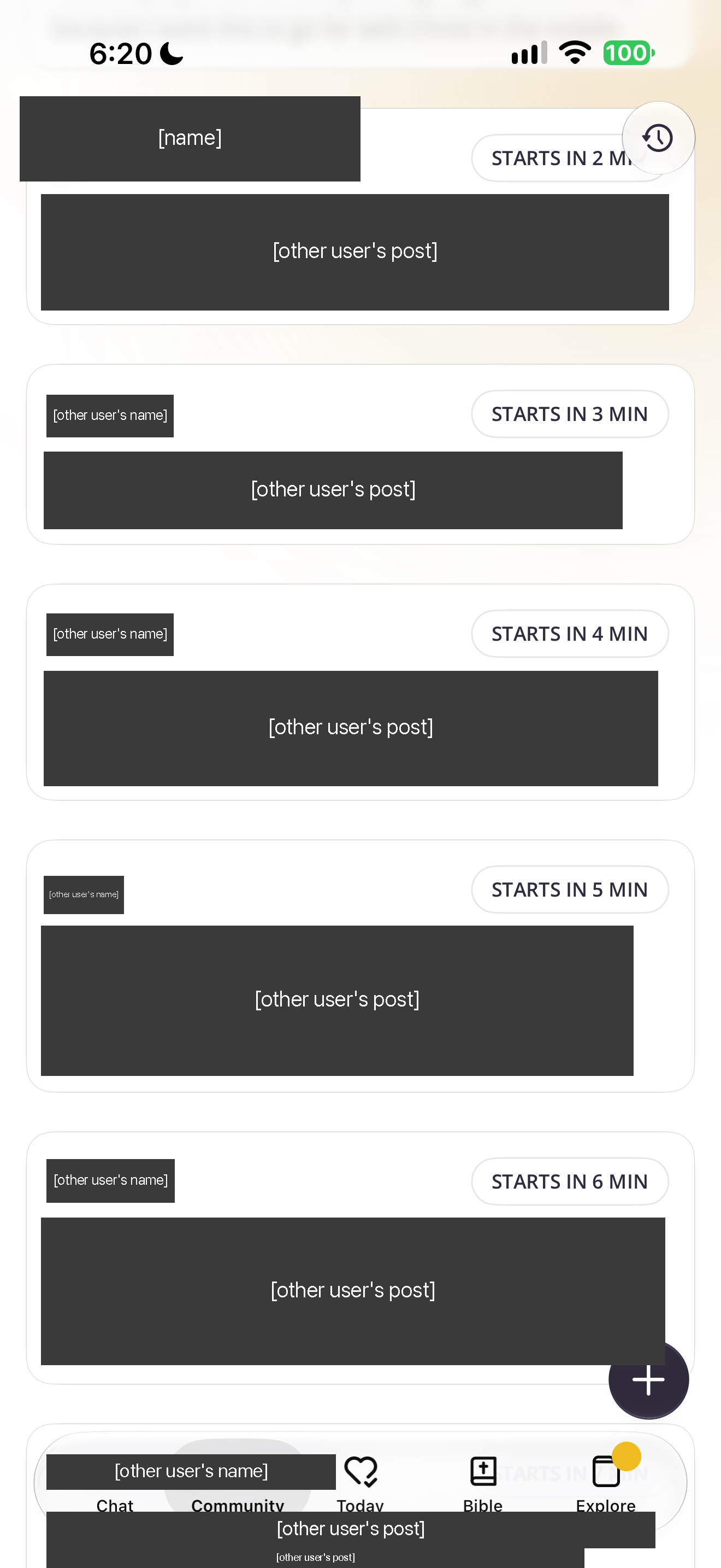Community tab, scrolled