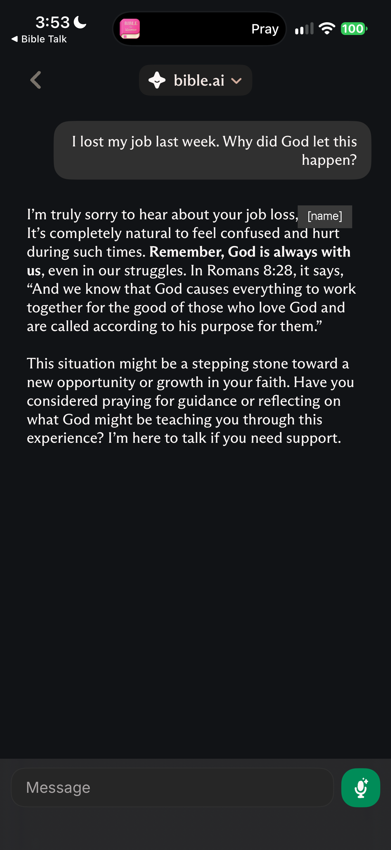 Why God let a job loss happen