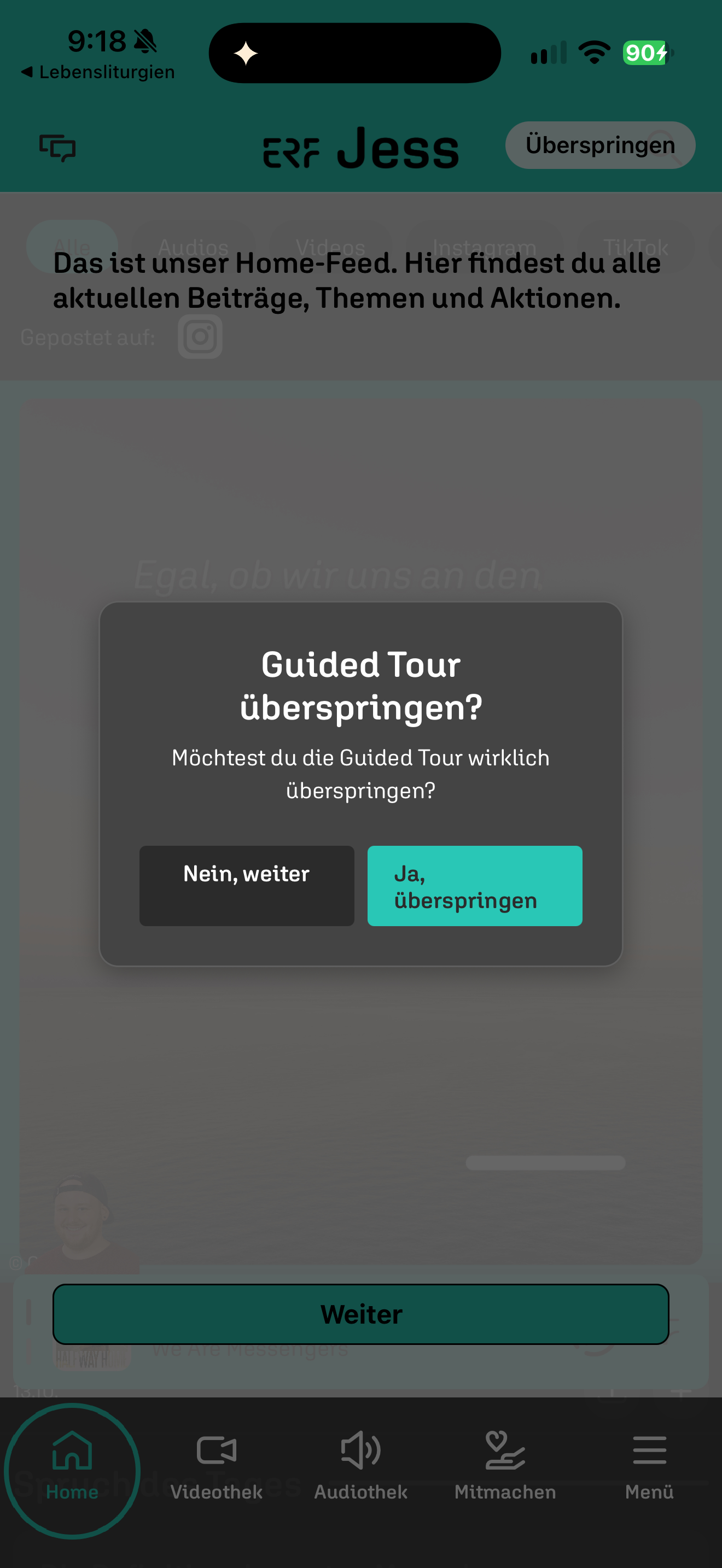 Skip home tour confirmation