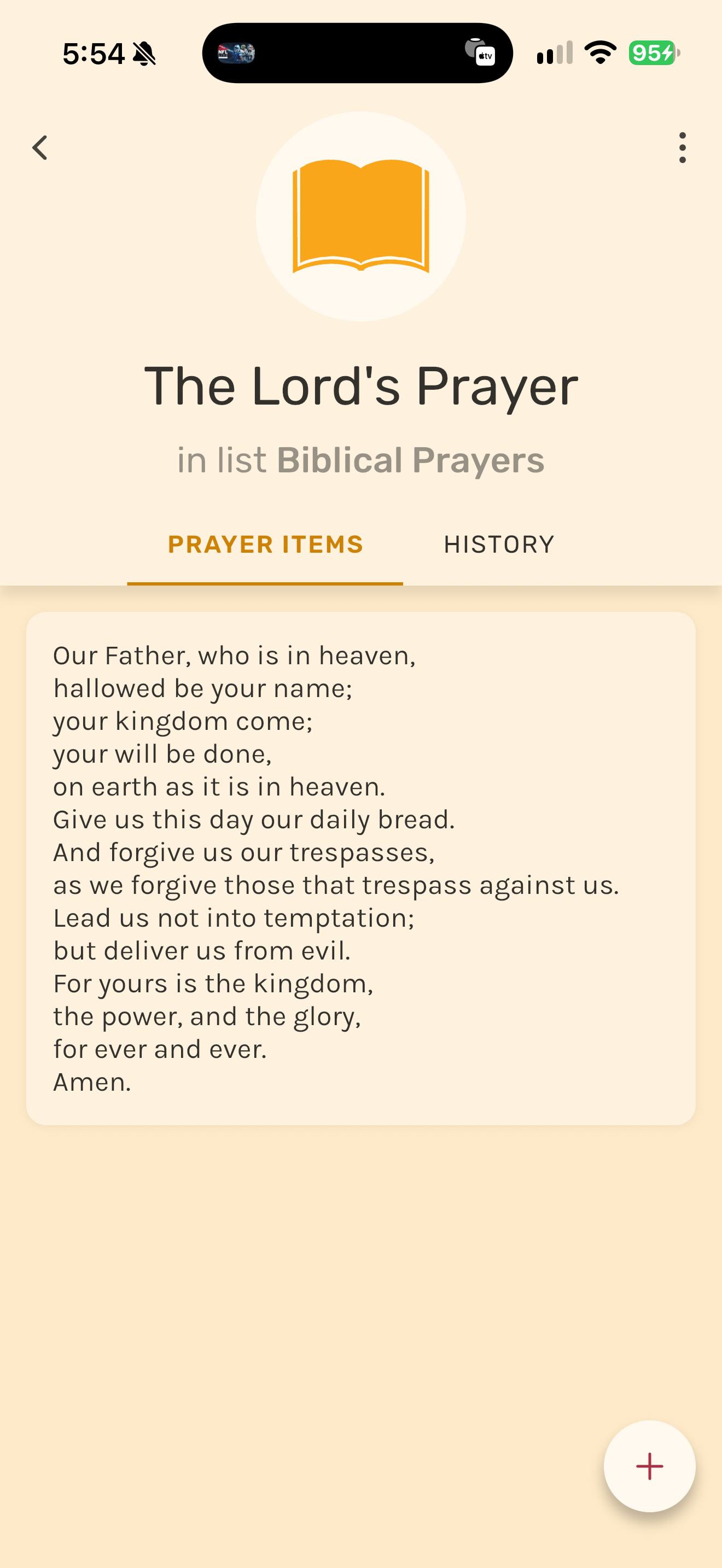 PrayerMate Lord’s Prayer item