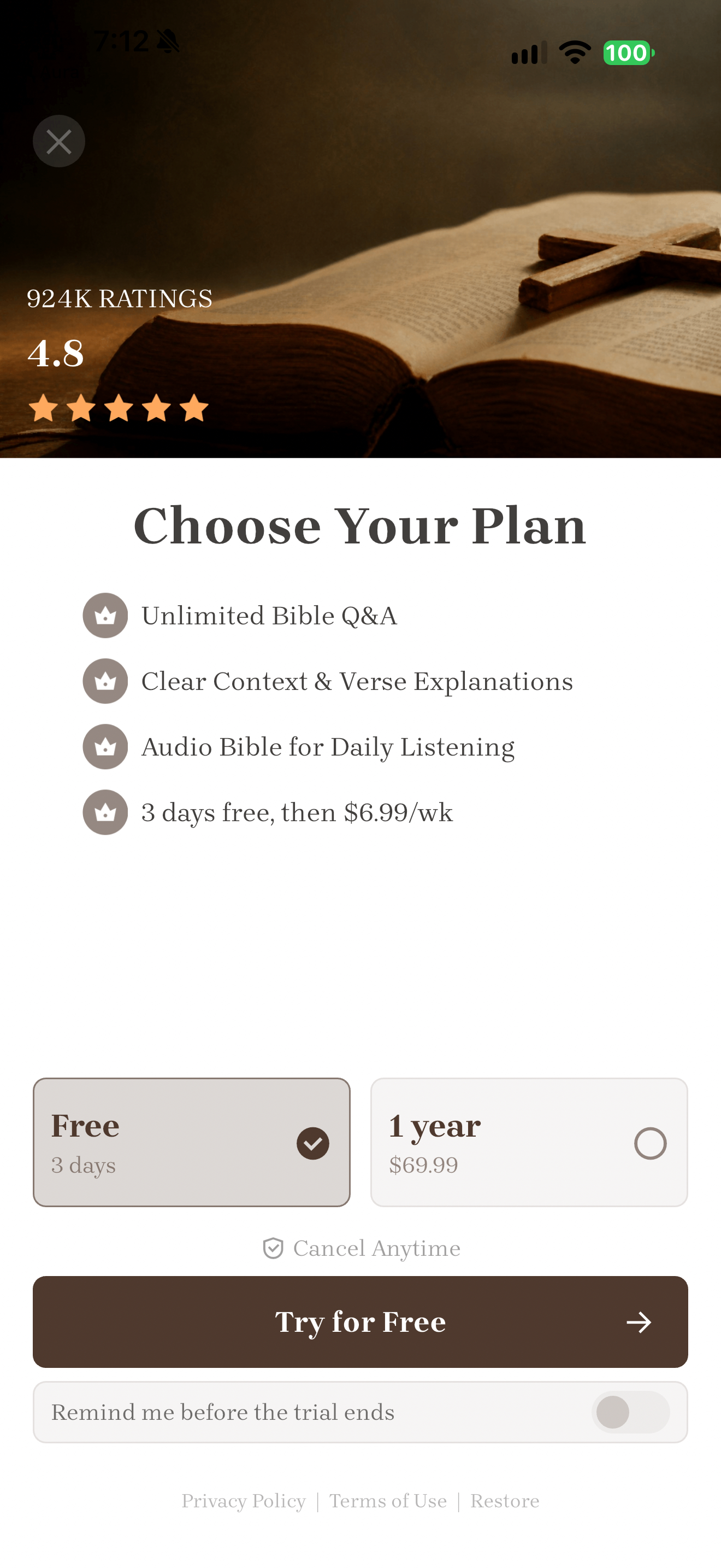 Three-day weekly trial offer