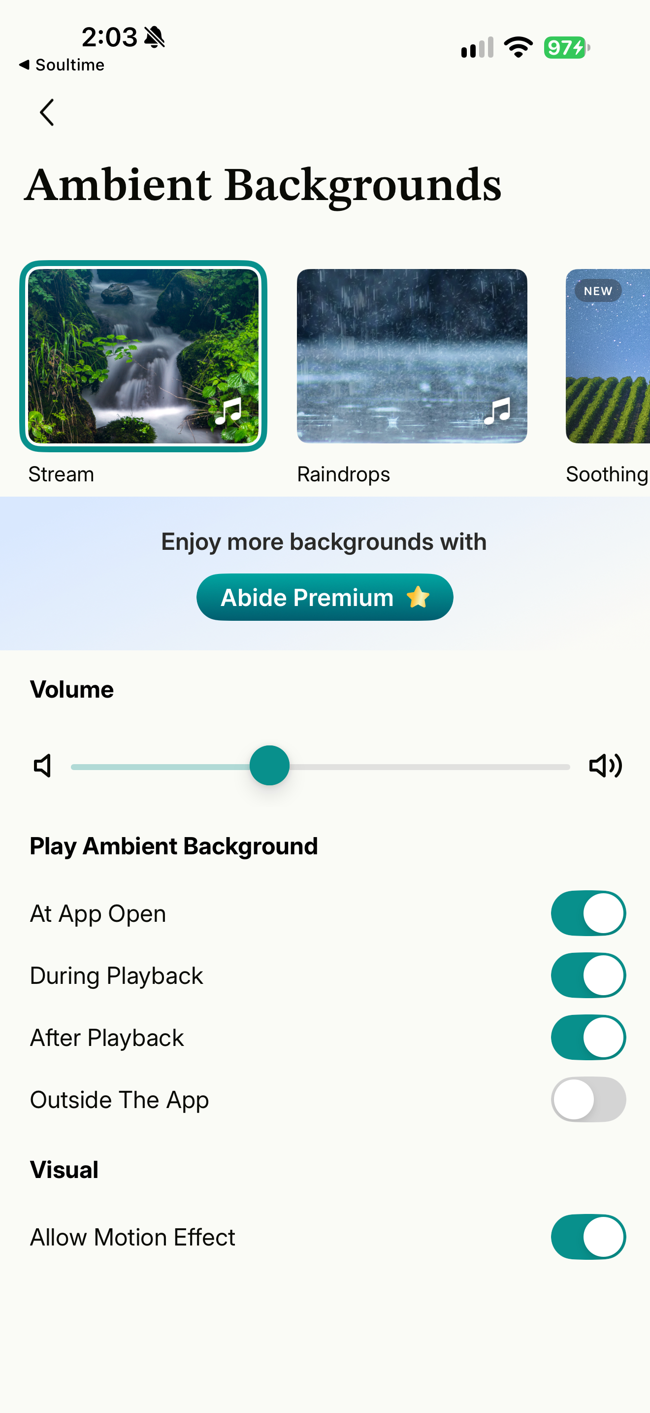 Ambient background controls