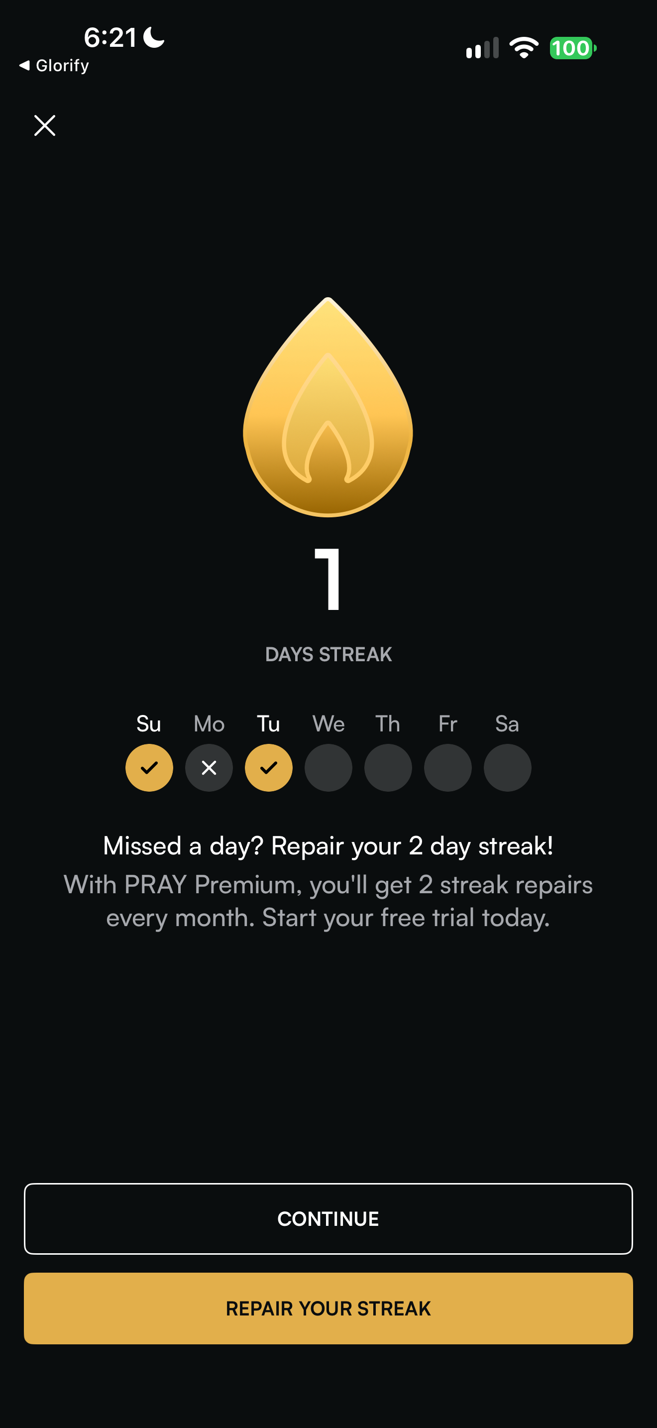Premium streak-repair offer