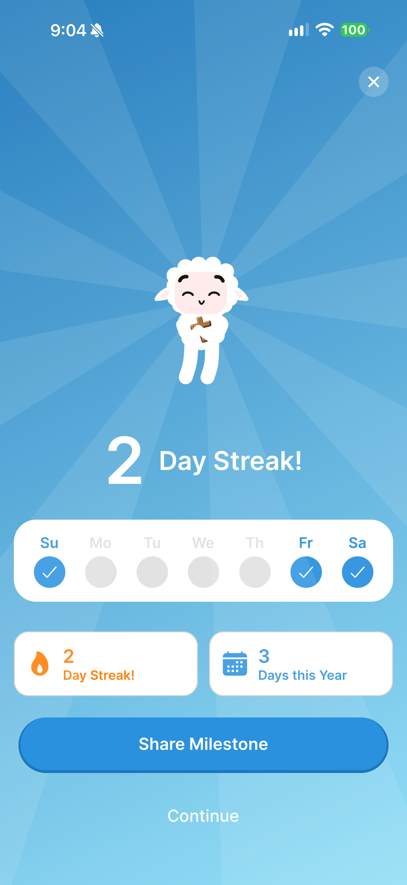 Streak celebration on opening