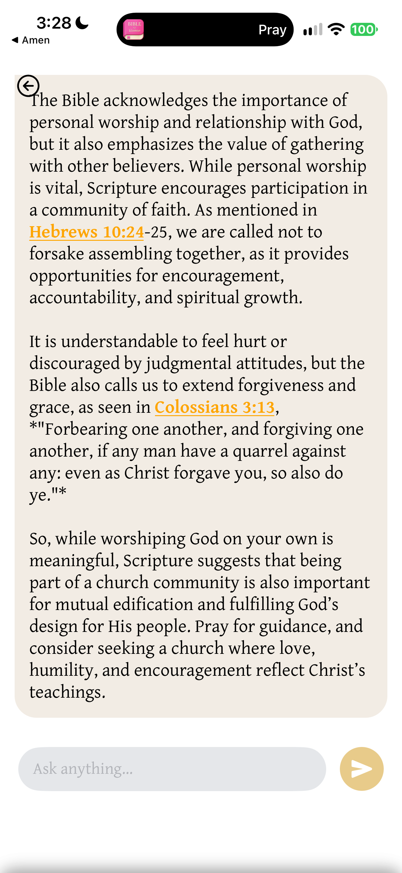 Second reply on leaving church