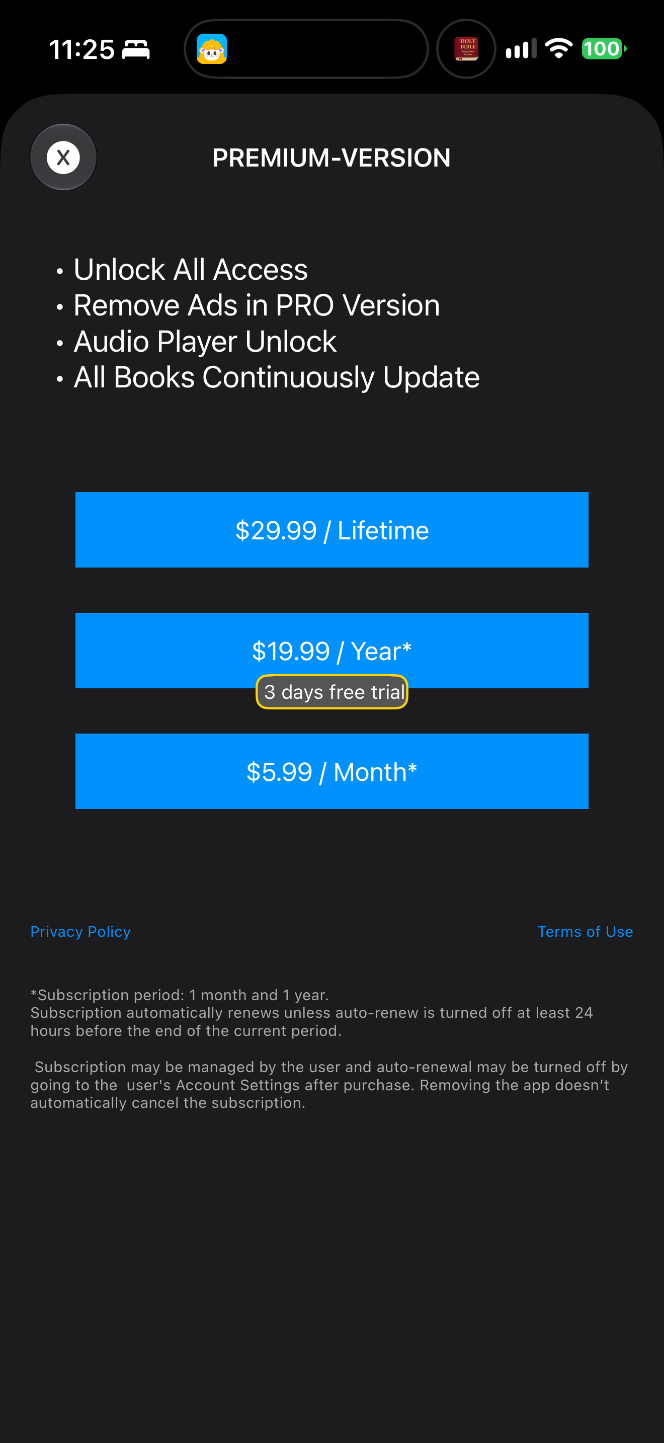 Premium offer