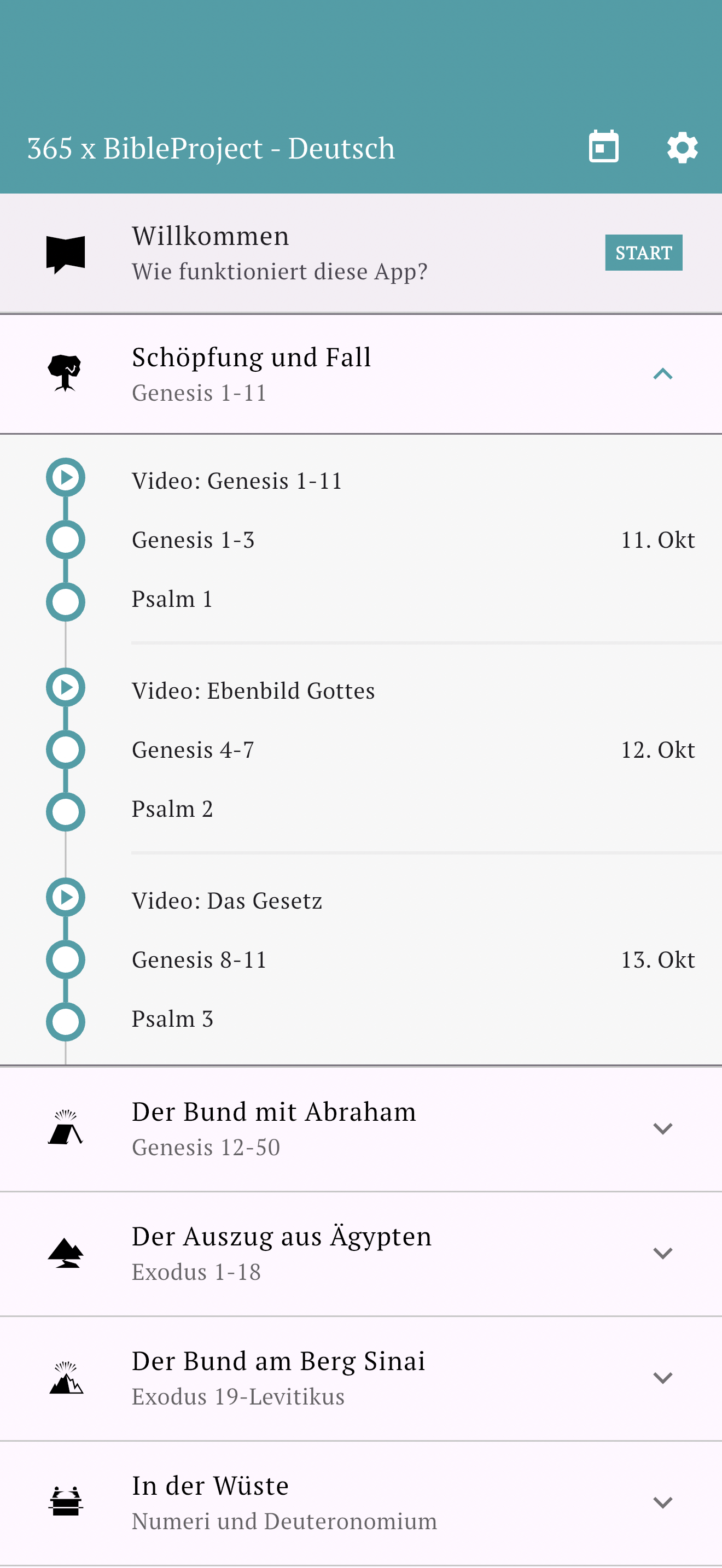 Genesis reading timeline