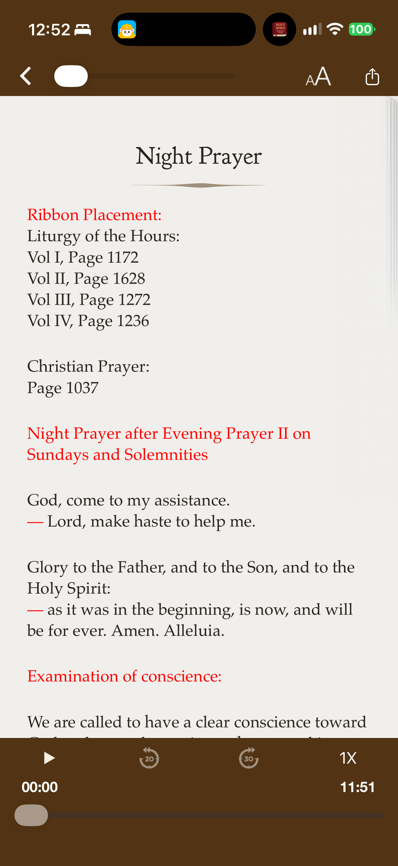 Night Prayer with print-book references